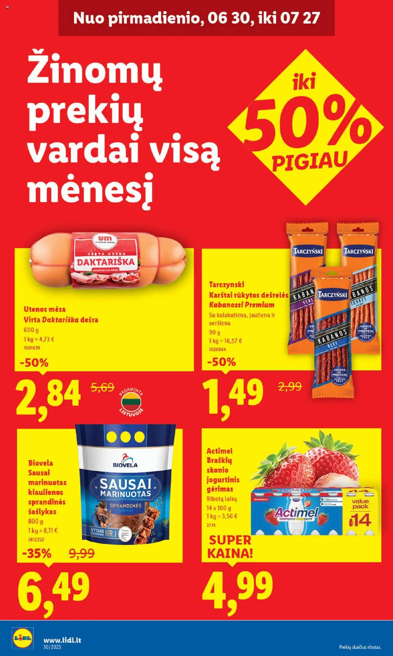 LIDL - Leidinys│galioja nuo 24.07.2025 | Puslapis: 30 | Prekių: Kiaulienos, Dešrelės, Dešra, Jautiena