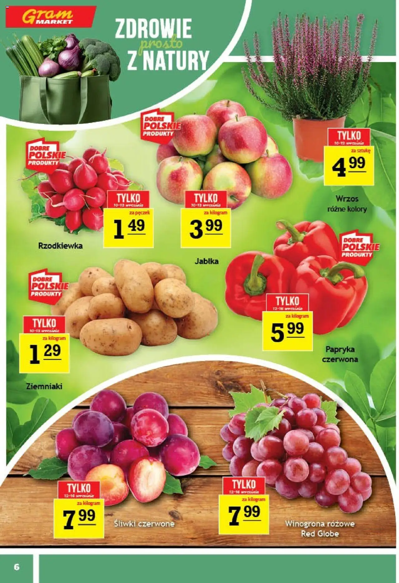 Gram Market Gazetka od 10.09.2025 | Strona: 6 | Produkty: Winogrona, Papryka, Jabłka, Ziemniaki