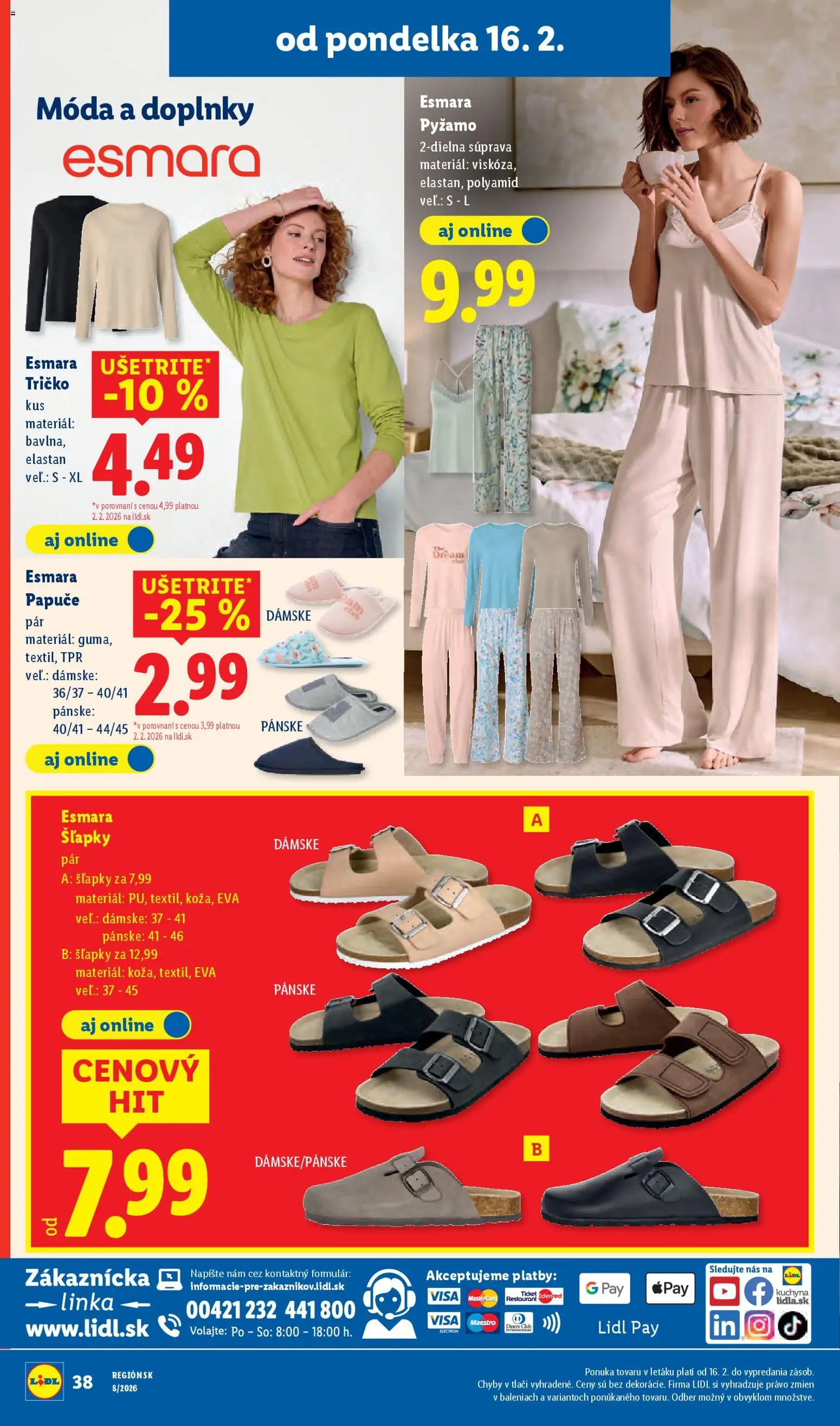 Nové Lidl akcie – leták je platný od 19.02.2026 | Strana: 78 | Produkty: Kuchyňa, Tričko, Šľapky, Papuče