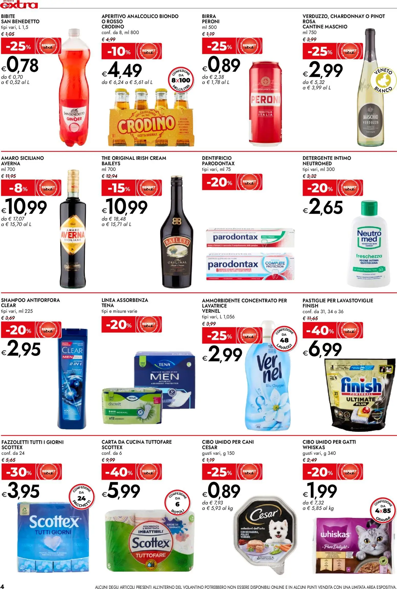 Volantino bennet del 23.03.2026 | Pagina: 4 | Prodotti: Shampoo, Pastiglie per lavastoviglie, Fazzoletti, Lavastoviglie