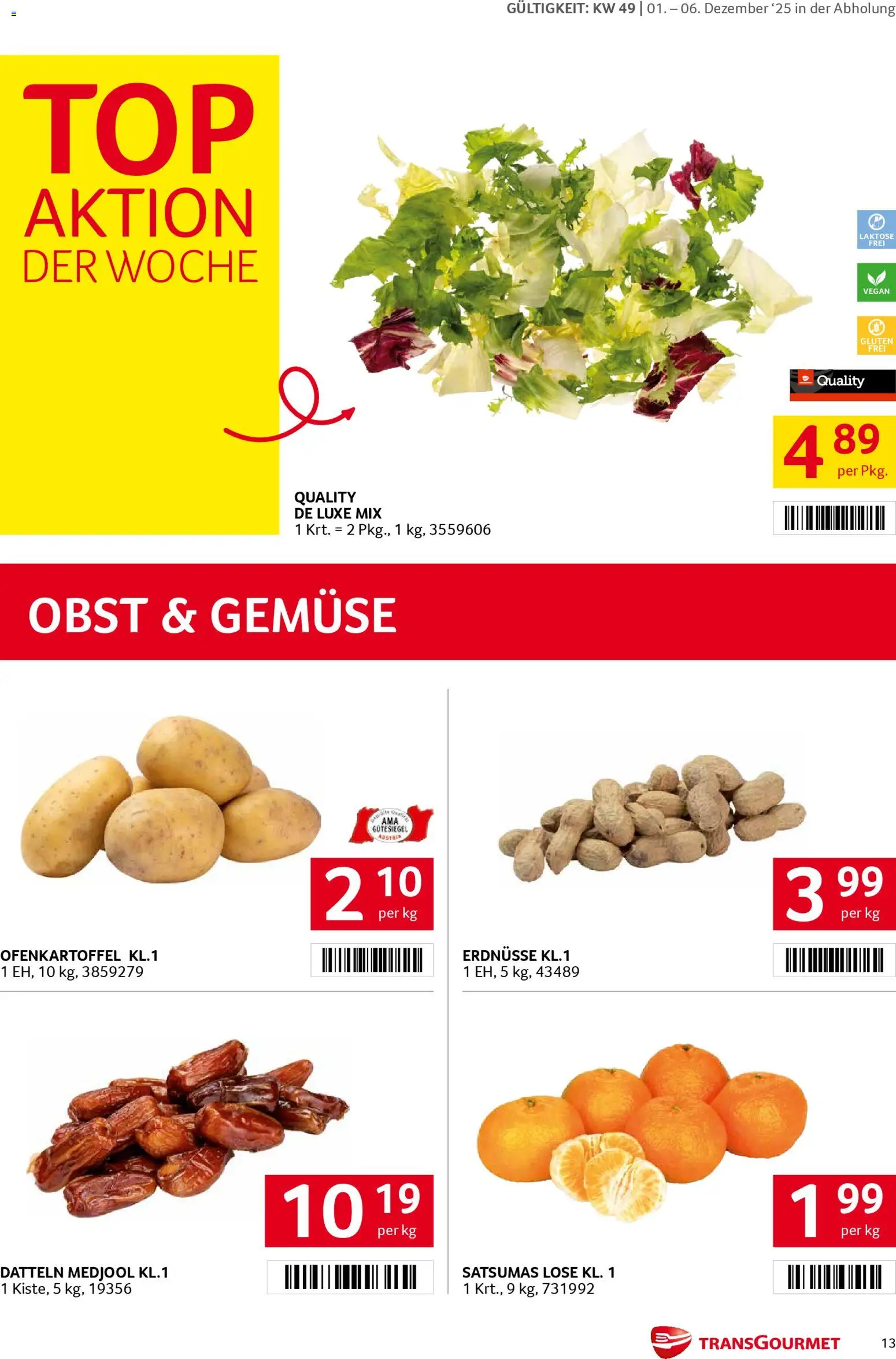 Transgourmet Flugblatt gültig ab 01.12.2025 | Seite: 13 | Produkte: Gemüse, Obst, Папионка