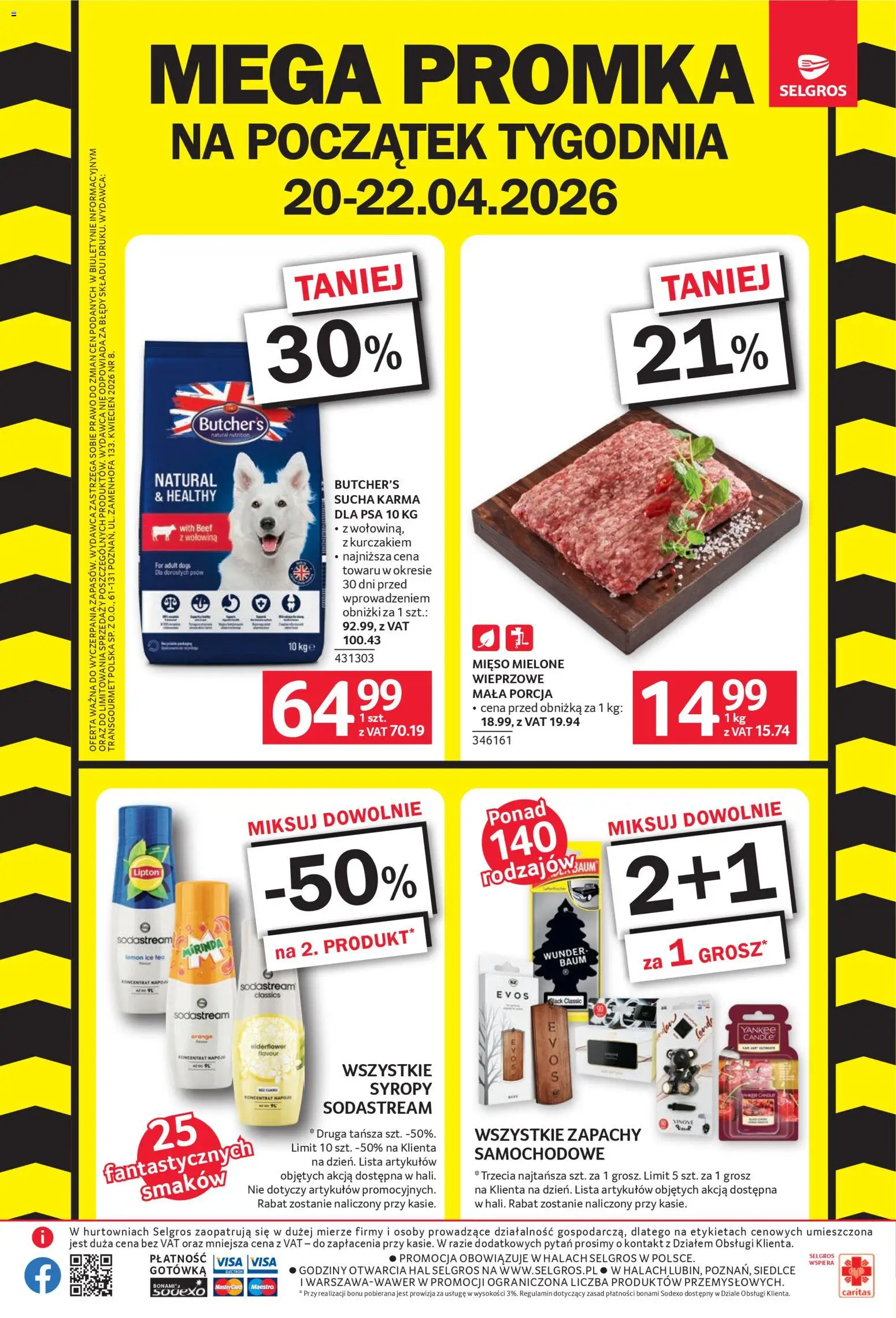 Selgros cash&carry gazetka - Mega Promka od 13.04.2026 | Strona: 2 | Produkty: Mięso, Mięso mielone, Karma dla psa, Sodastream