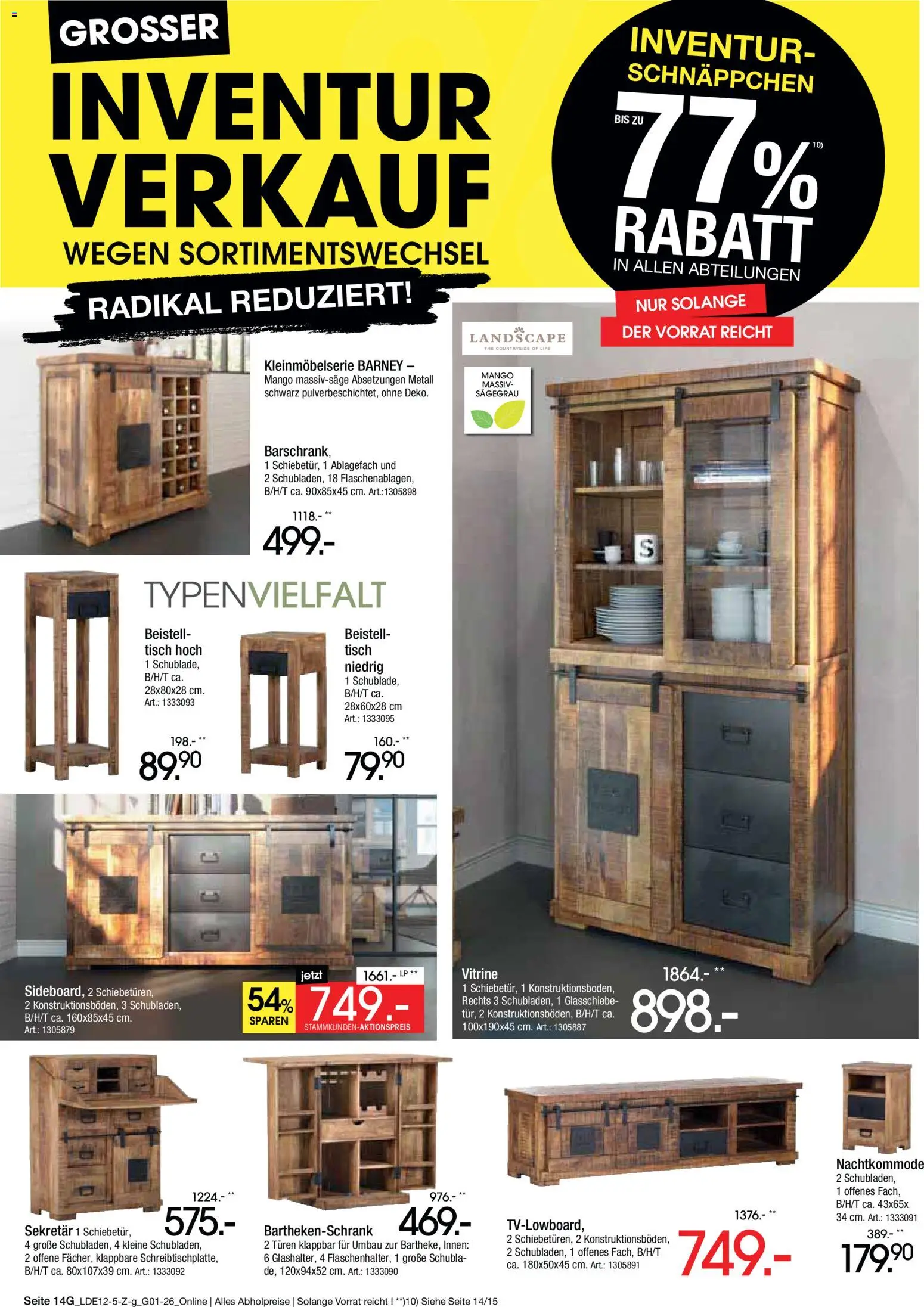 Zurbrüggen - Inventur-Verkauf – gültig ab 26.12.2025 | Seite: 32 | Produkte: Vitrine, Tisch, Mango