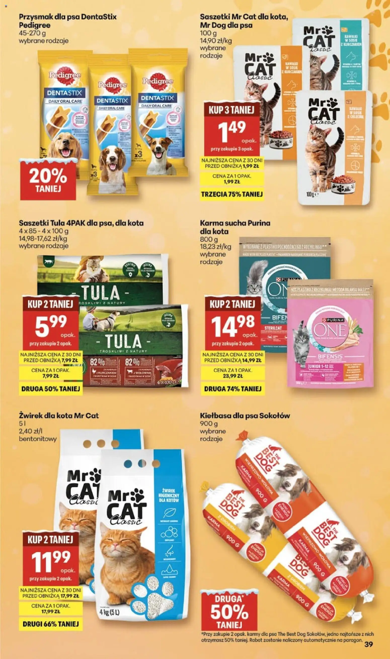 Delikatesy Centrum Gazetka od 15.01.2026 | Strona: 39 | Produkty: Kiełbasa, Żwirek dla kota, Pedigree, Kiełbasa dla psa
