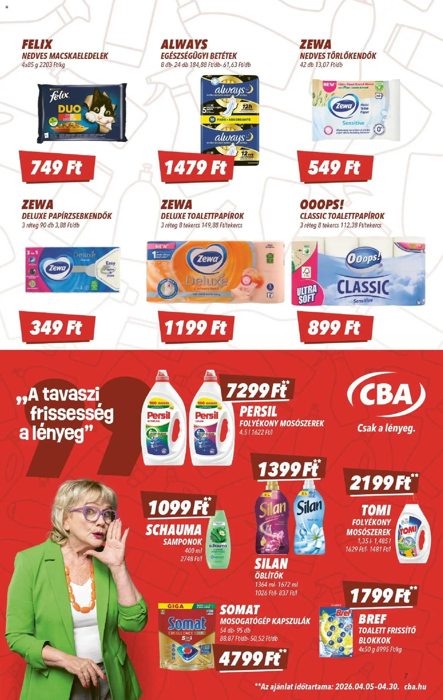 CBA akciós ujság - amely érvényes a következő dátumtól: 16.04.2026 | Oldal: 7 | Termékek: Persil, Somat, Mosogatógép, Mosószerek