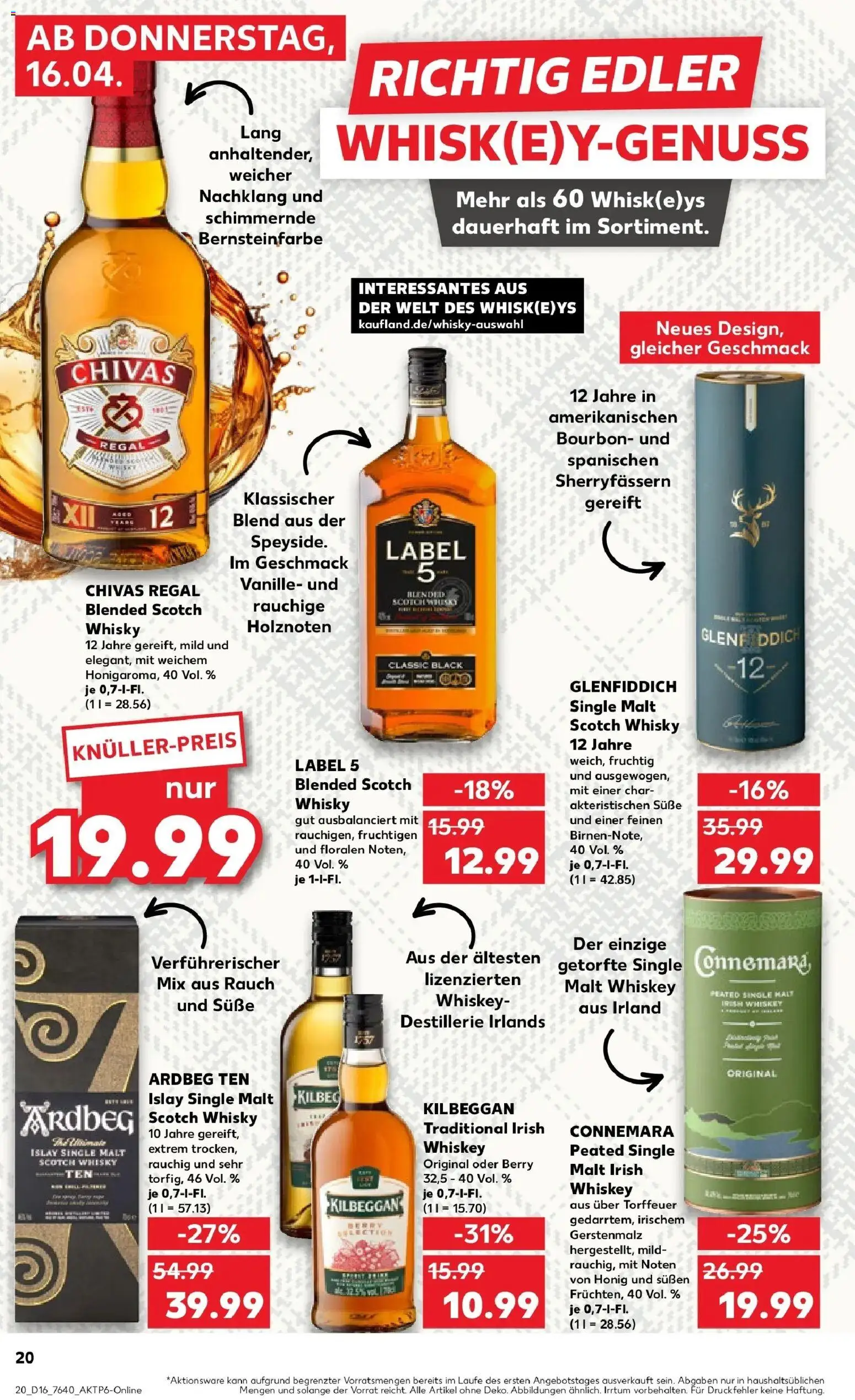Kaufland Prospekt Solingen	 – gültig ab 16.04.2026 | Seite: 20 | Produkte: Whisky, Regal, Bourbon, Whiskey