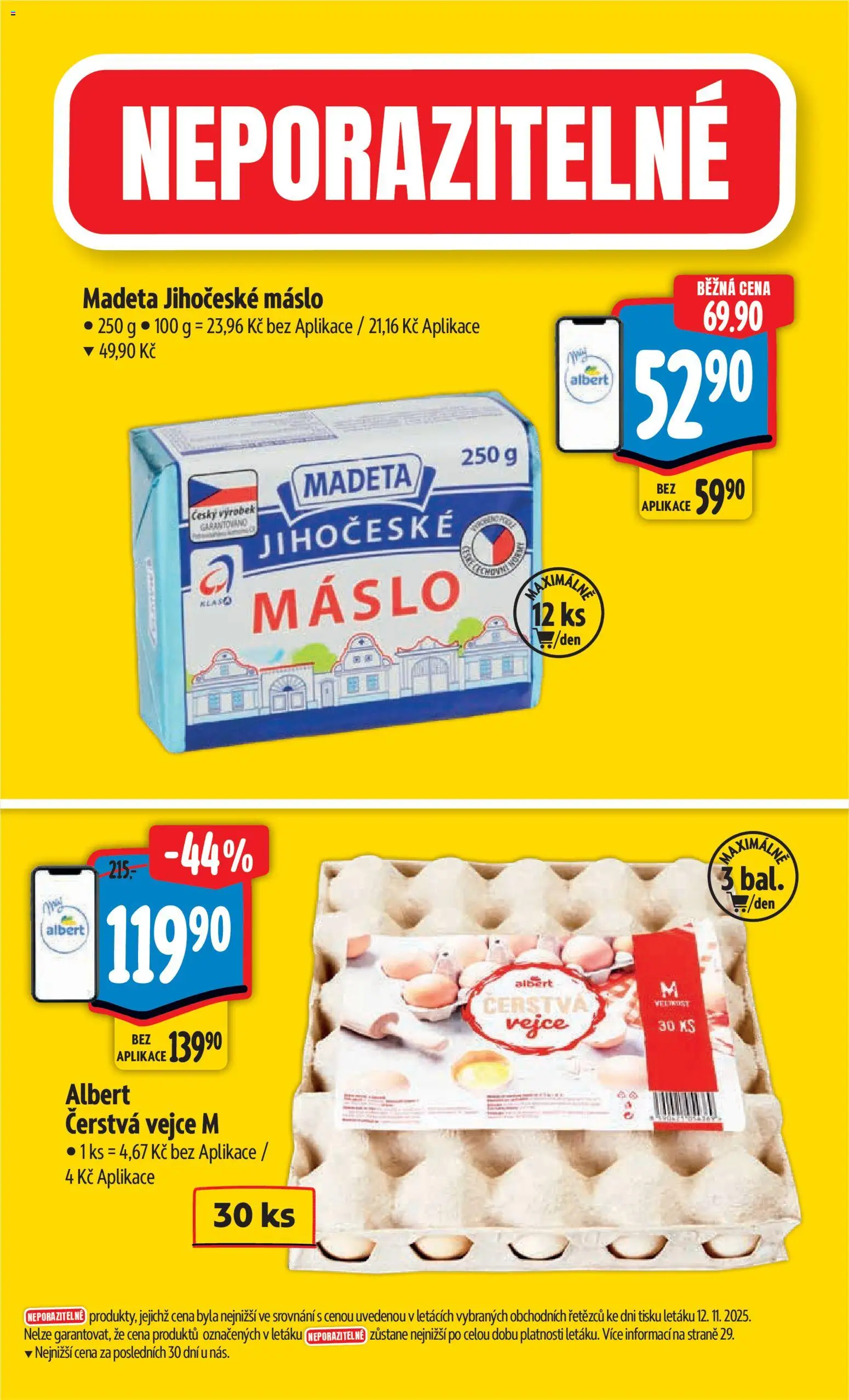 Albert leták - Hypermarket od 19.11.2025 | Strana: 2 | Produkty: Máslo, Vejce, Madeta Jihočeské máslo, Jihočeské máslo