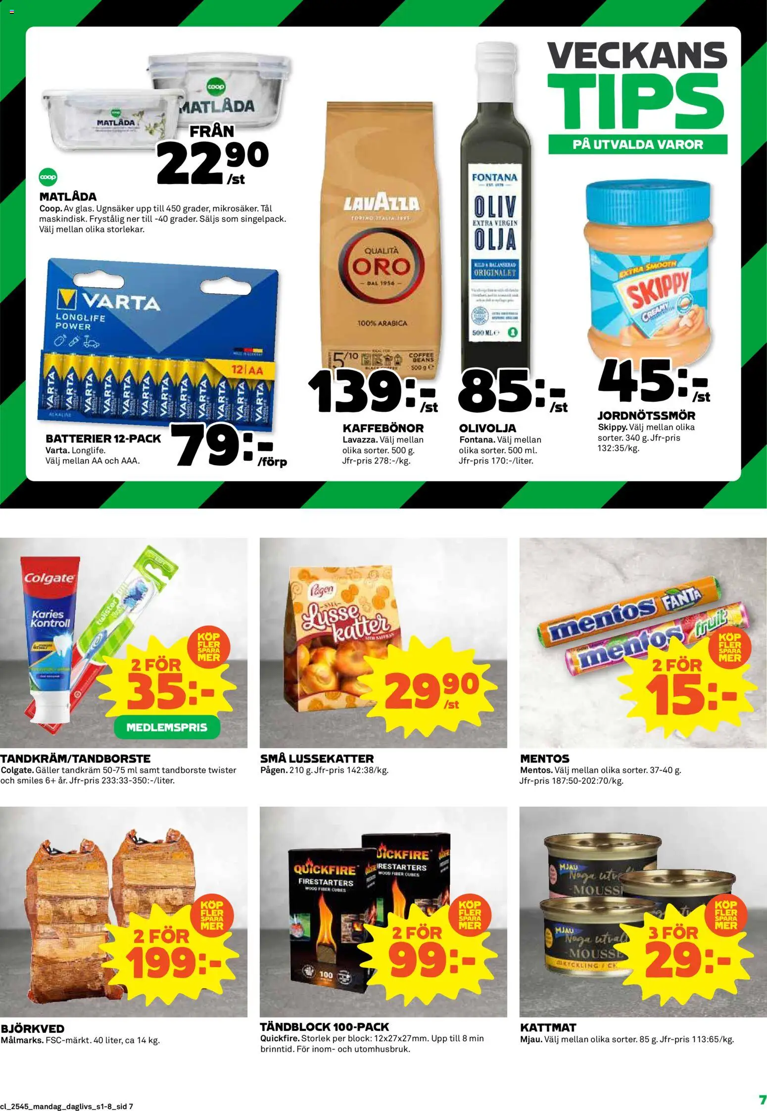 Coop Daglivs reklamblad aktuell från 03.11.2025 | Sida: 7 | Produkter: Tandkräm, Tandborste, Fanta, Kattmat