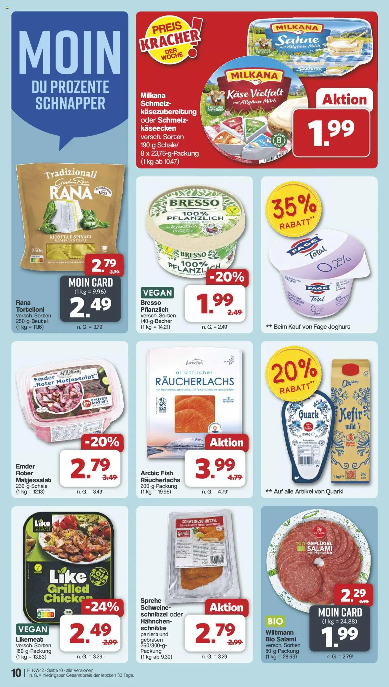 Famila Nordwest Prospekt 	 – gültig ab 13.10.2025 | Seite: 10 | Produkte: Milkana, Räucherlachs, Salami, Sahne