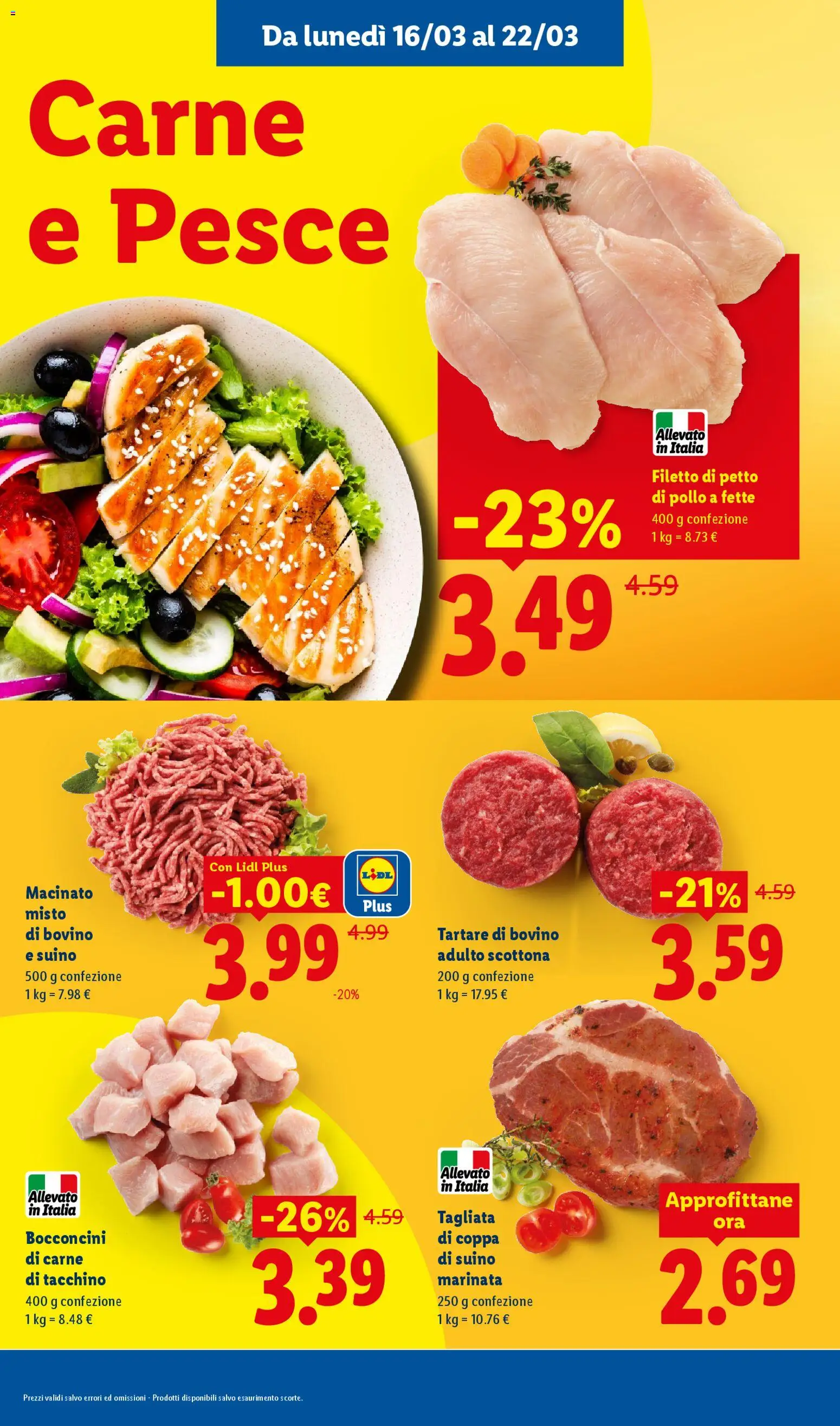 Volantino Lidl del 16.03.2026 | Pagina: 8 | Prodotti: Petto di Pollo, Pesce, Tacchino, Macinato