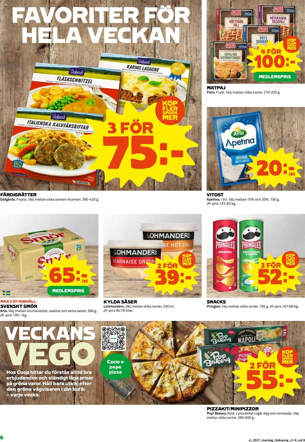Coop reklamblad aktuell från 30.06.2025 | Sida: 6 | Produkter: Pringles, Smör, Ost, Häll