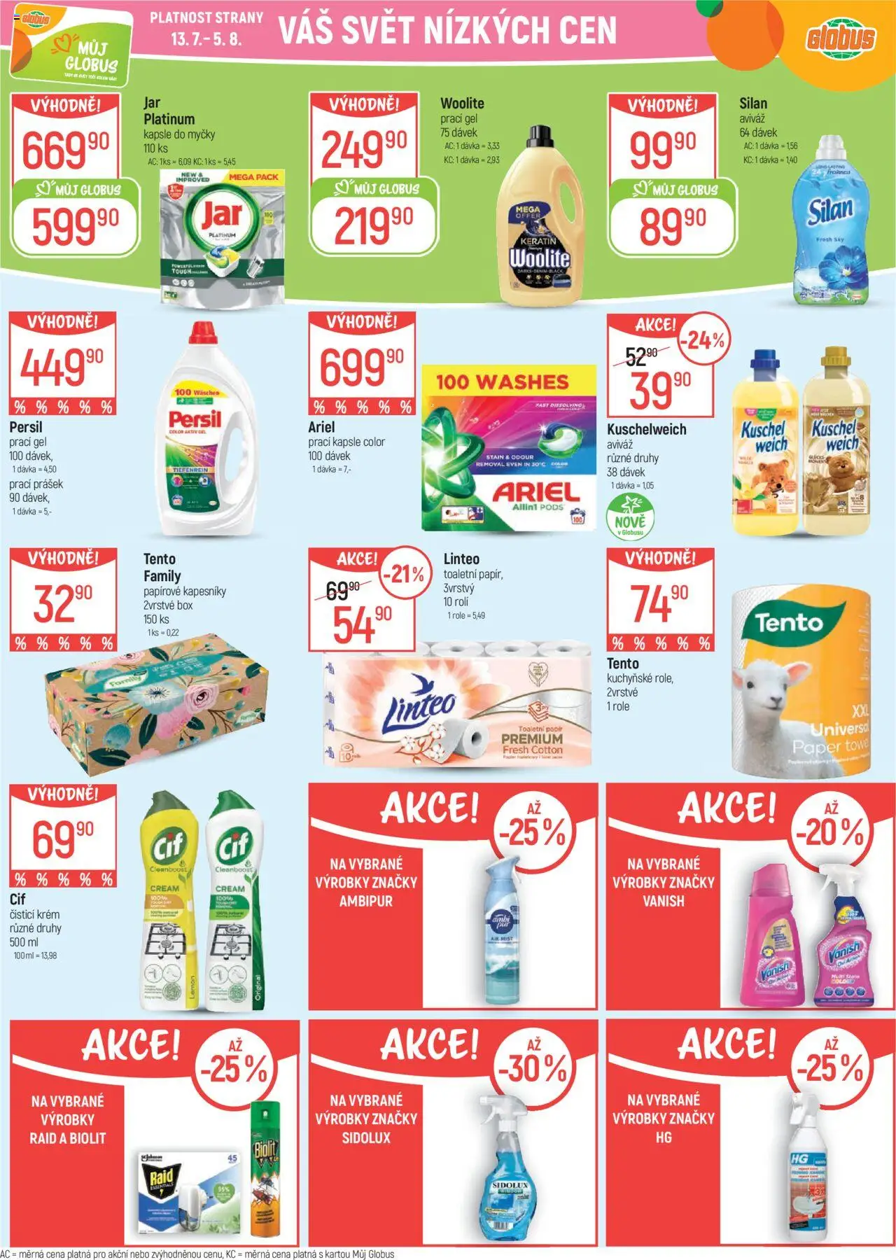Globus leták - Liberec od 23.07.2025 | Strana: 33 | Produkty: Krém, Papírové kapesníky, Ariel, Prací Prášek