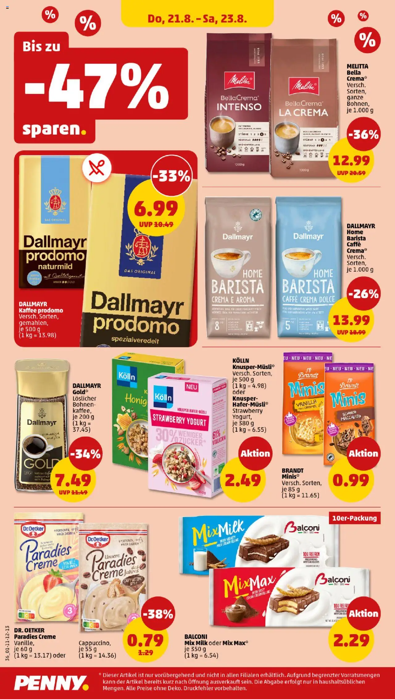 Penny Prospekt 	 - gültig ab dem 18.08.2025 | Seite: 36 | Produkte: Melitta, Milch, Kaffee, Creme