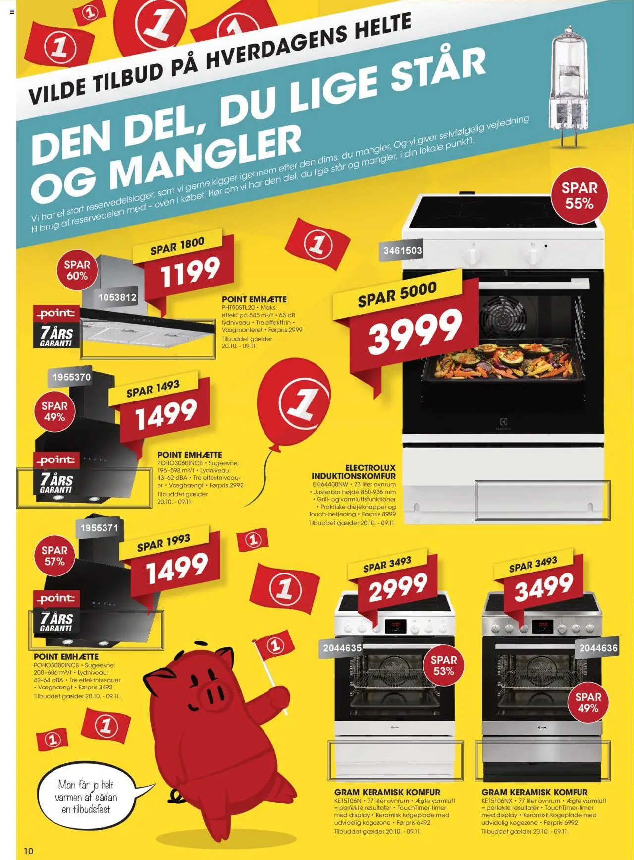 Punkt1 tilbudsavis – gyldig fra 20.10.2025 | Side: 10 | Produkter: Komfur, Søm, Grill, Kogeplade