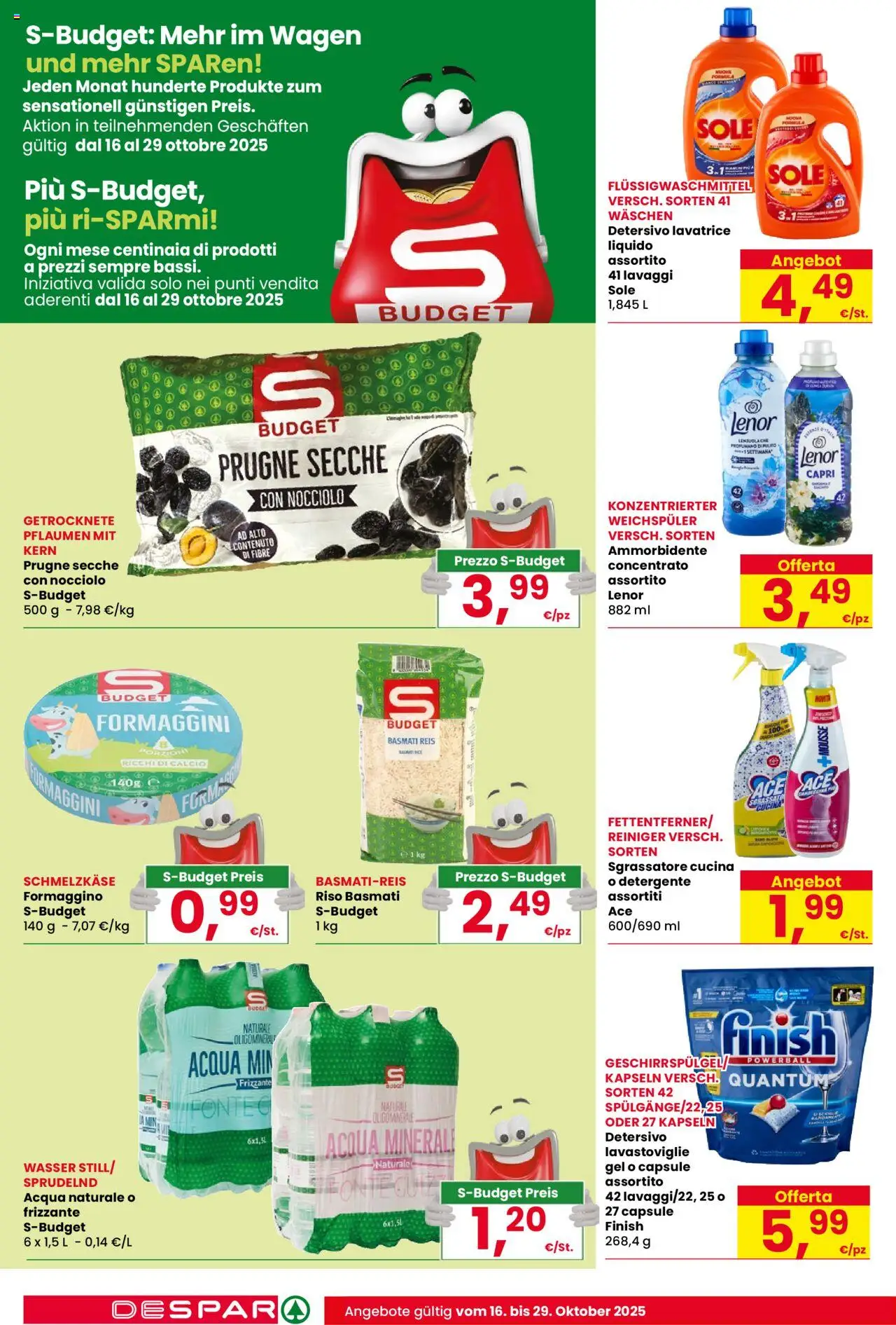 Volantino Despar del 16.10.2025 | Pagina: 18 | Prodotti: Riso Basmati, Lavatrice, Acqua naturale, Acqua minerale