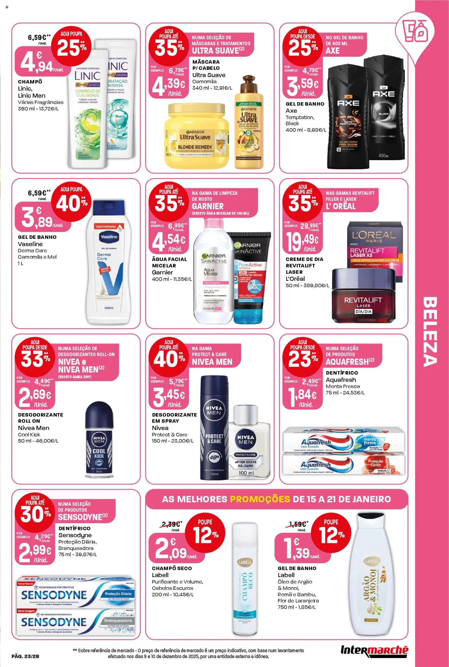 Intermarché Folheto Contact │ válido de 15.01.2026 | Página: 23 | Produtos: Água micelar, Gel de banho, Base, Creme
