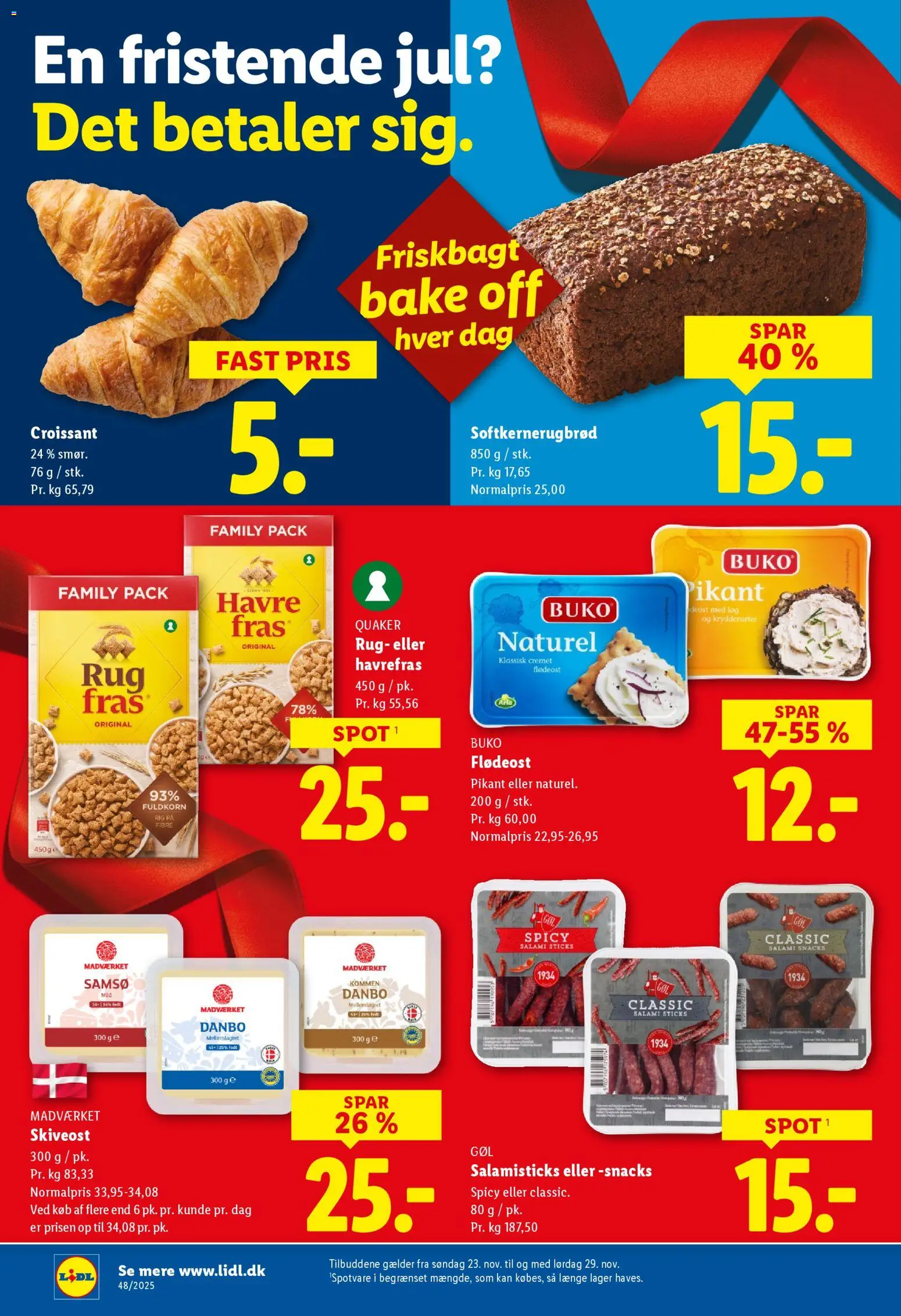 Lidl tilbudsavis – gyldig fra 23.11.2025 | Side: 5 | Produkter: Løg, Flødeost, Skiveost, Søm