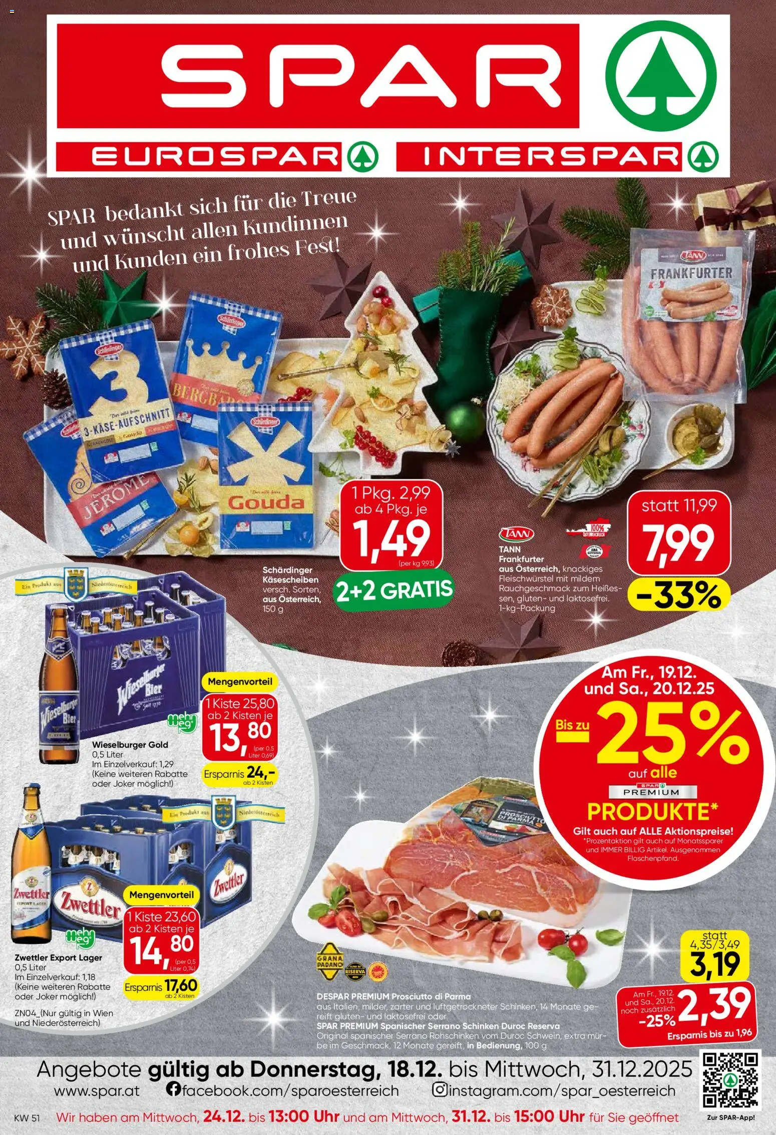 Spar Flublatt - Wien gültig ab 18.12.2025 | Seite: 1 | Produkte: Uhr, Schinken