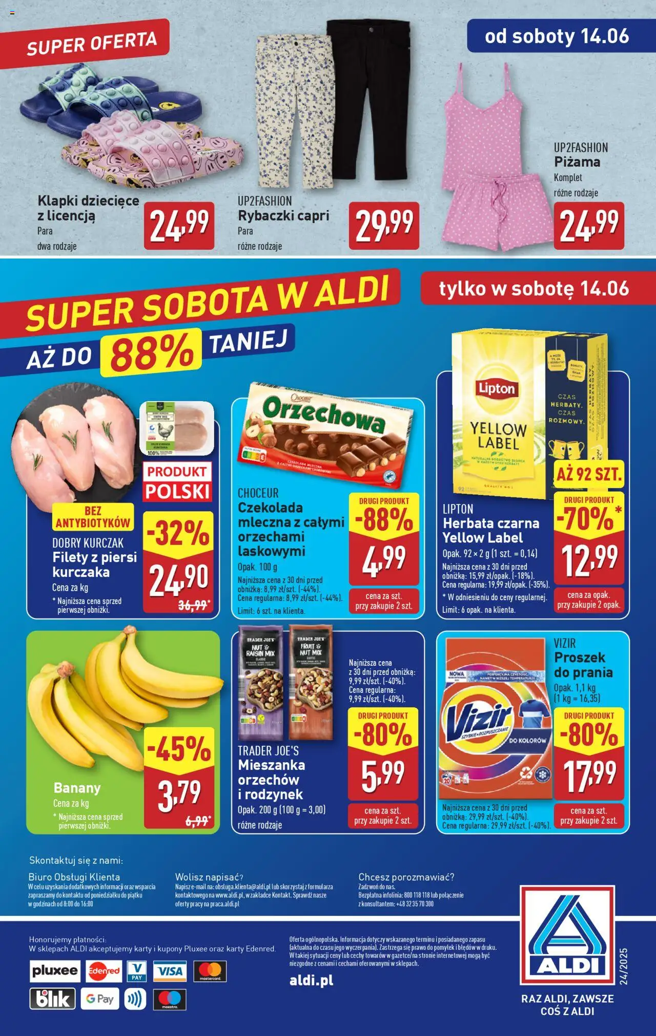 Aldi Gazetka od 09.06.2025 | Strona: 38 | Produkty: Klapki, Kurczak, Czekolada, Detergent
