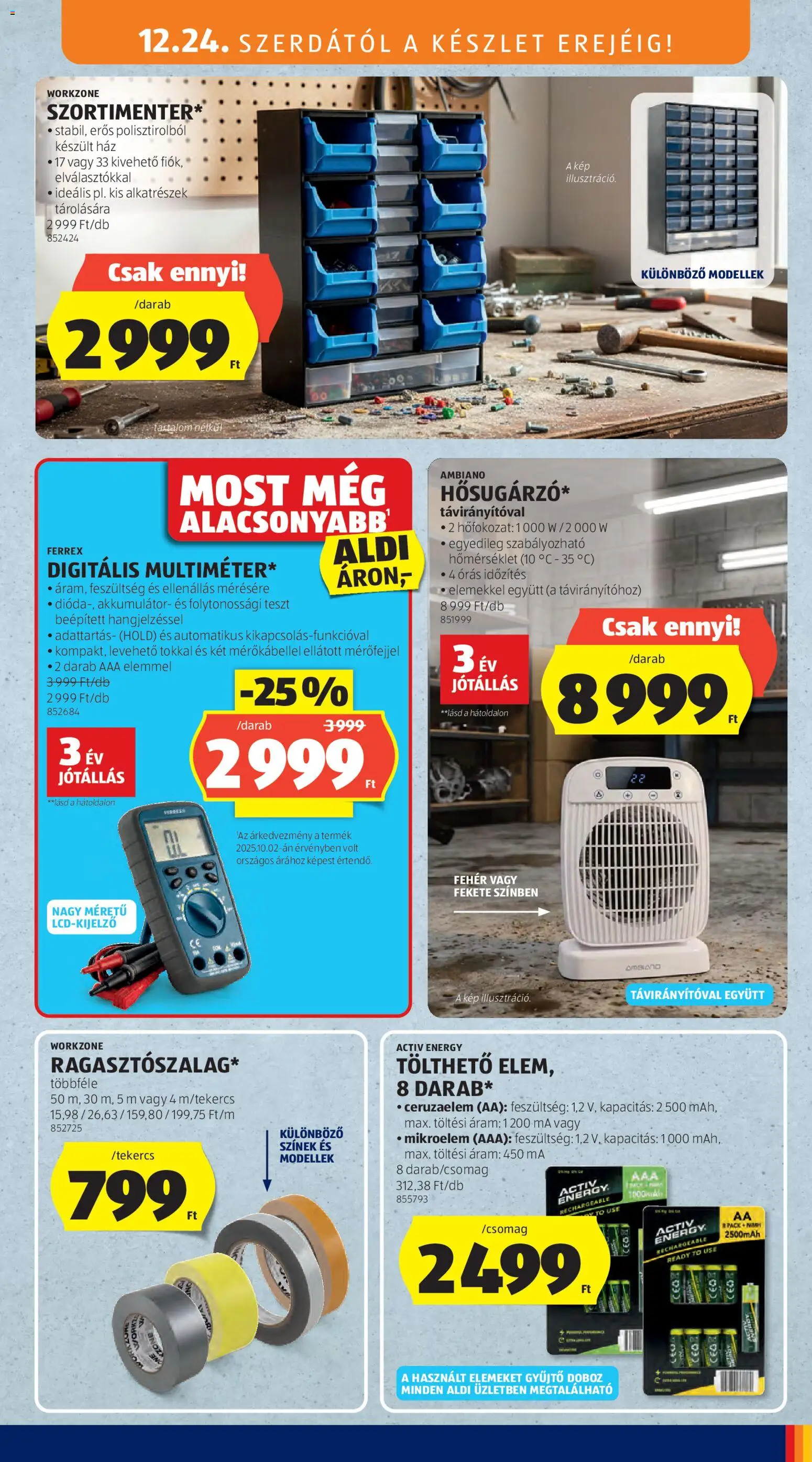 Aldi akciós ujság - amely érvényes a következő dátumtól: 24.12.2025 | Oldal: 7 | Termékek: Ceruzaelem, Doboz, Akkumulátor