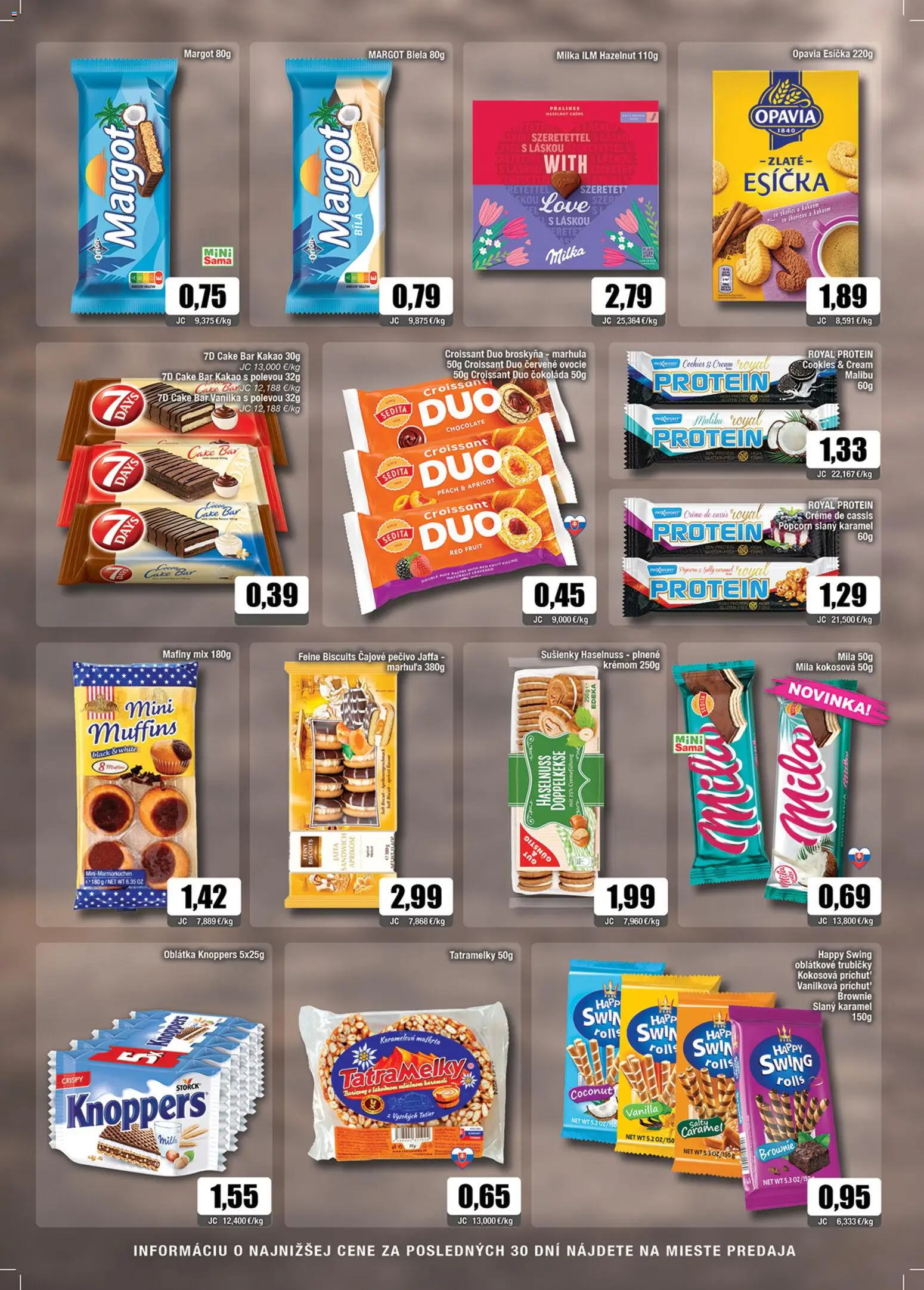 Nové Sama akcie – leták je platný od 10.04.2026 | Strana: 8 | Produkty: Croissant, Protein, Čokoláda, Malibu