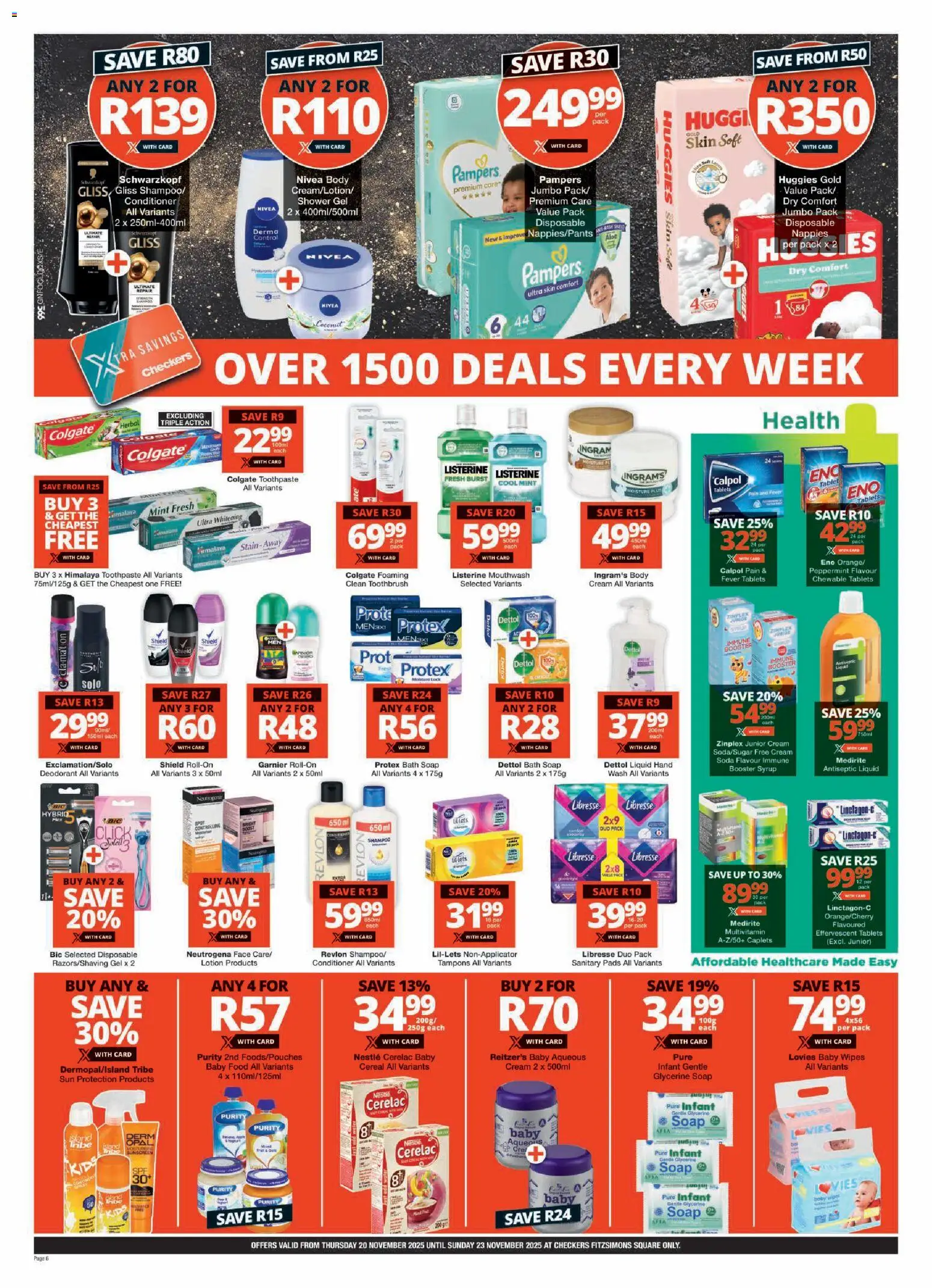 New Checkers catalogue – valid from 20.11.2025 | Page: 6 | Products: Cream, Shower gel, Baby food, Mouthwash