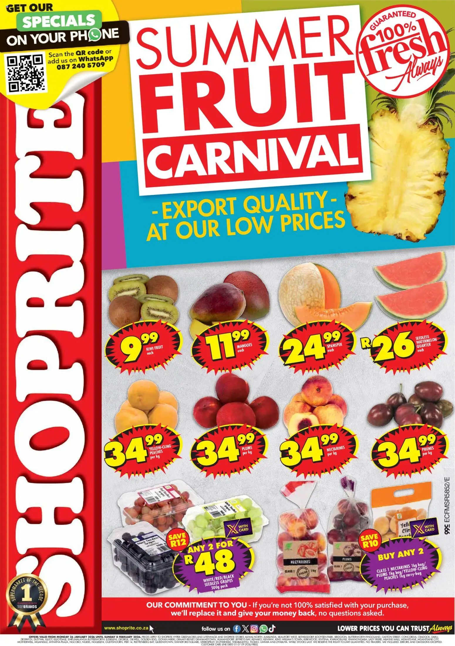 New Shoprite catalogue – valid from 26.01.2026 | Page: 1 | Products: Phone, Kiwi, Nectarines, Grapes