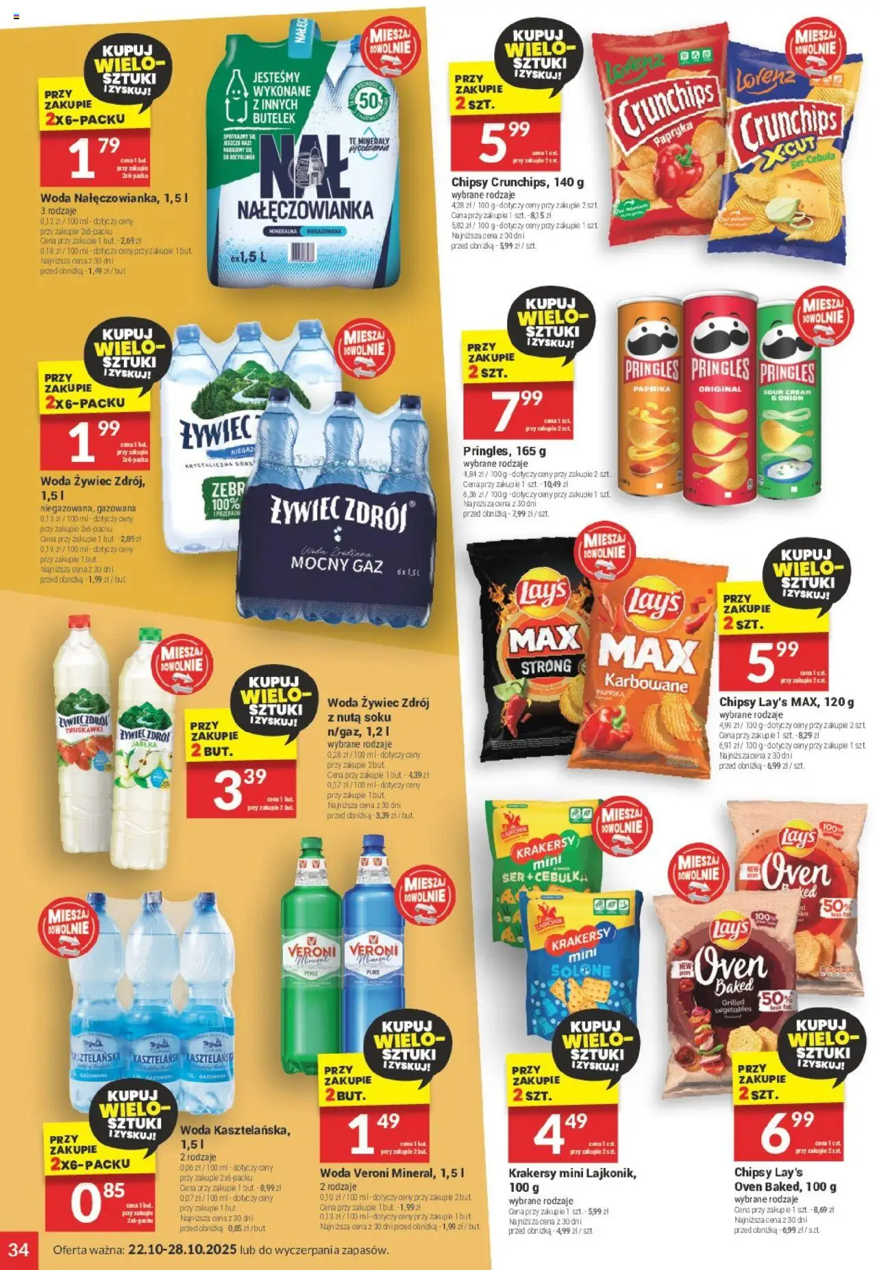 Twój Market Gazetka od 22.10.2025 | Strona: 34 | Produkty: Chipsy, Krakersy, Ser, Woda