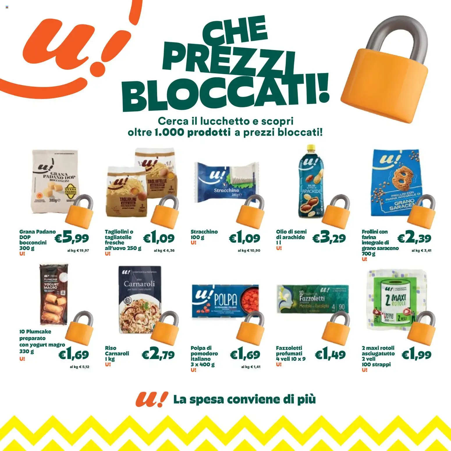 Volantino Unes del 23.03.2026 | Pagina: 26 | Prodotti: Tagliatelle, Pomodoro, Grana Padano, Frollini