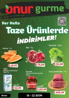 16.10.2025 tarihinden itibaren geçerli olan Onur Market kataloğu önizlemesi