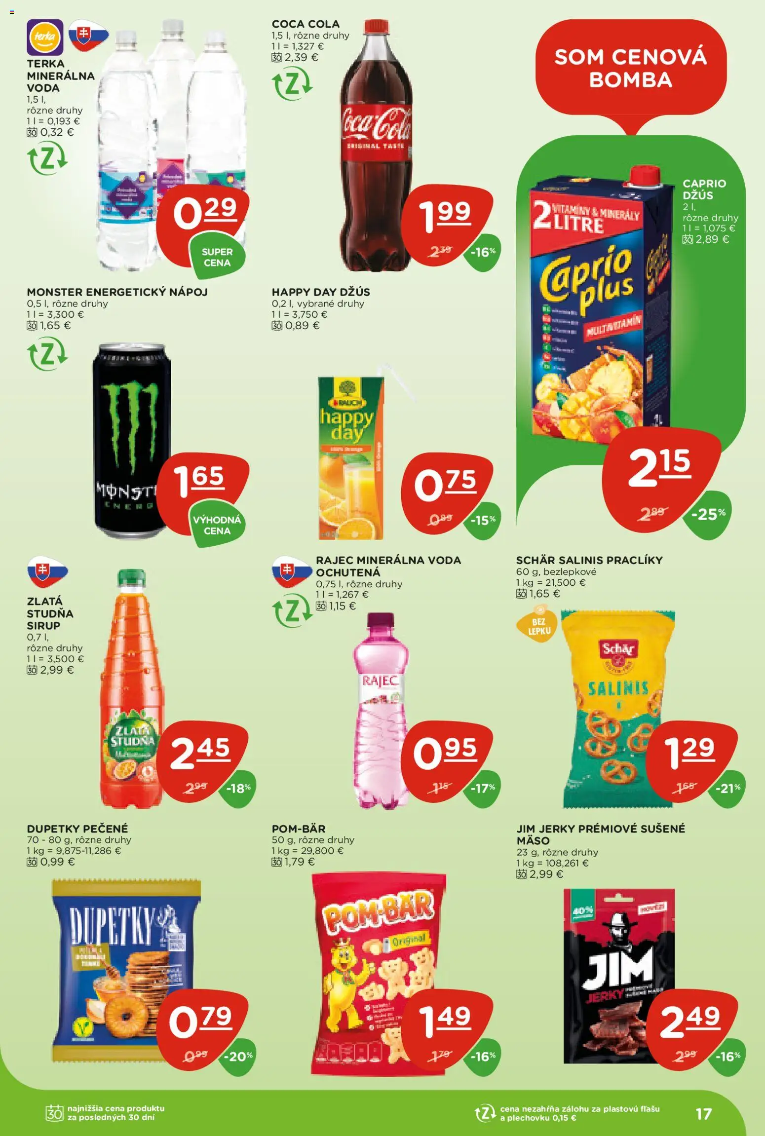 Nové Terno akcie – leták je platný od 30.04.2026 | Strana: 17 | Produkty: Džús, Coca cola, Minerálna voda, Cola