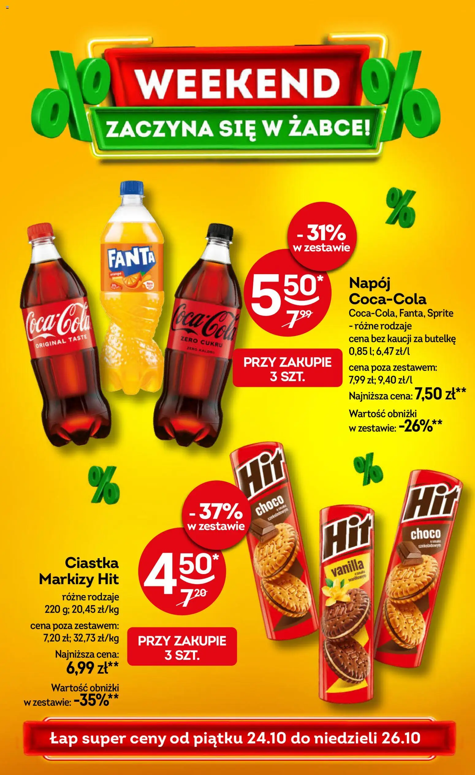 Żabka Gazetka - Weekendowe promocje od 24.10.2025 | Strona: 1 | Produkty: Sprite, Ciastka