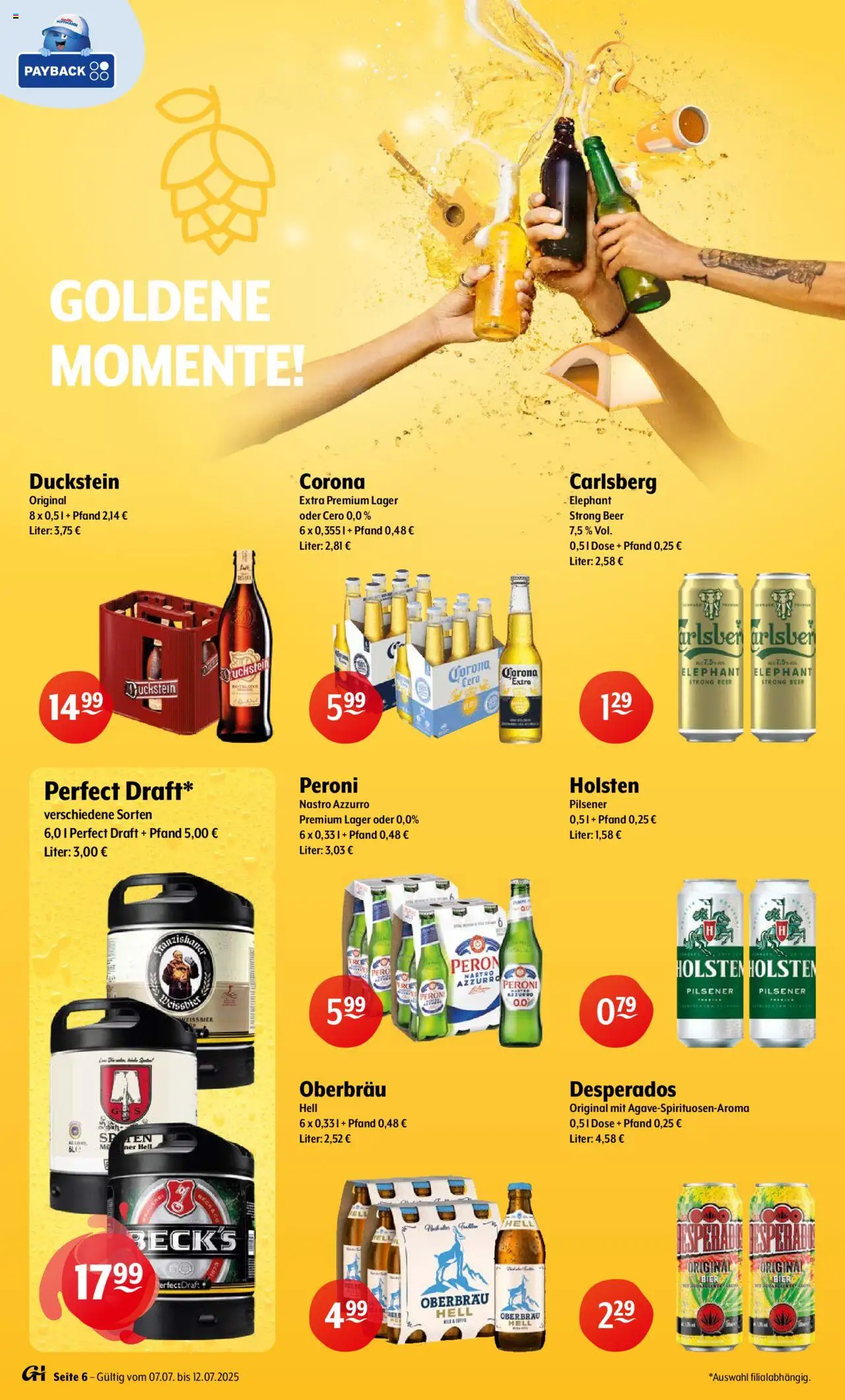 Trink und Spare Prospekt 	 - gültig ab dem 07.07.2025 | Seite: 6 | Produkte: Carlsberg, Bier, Holsten, Desperados