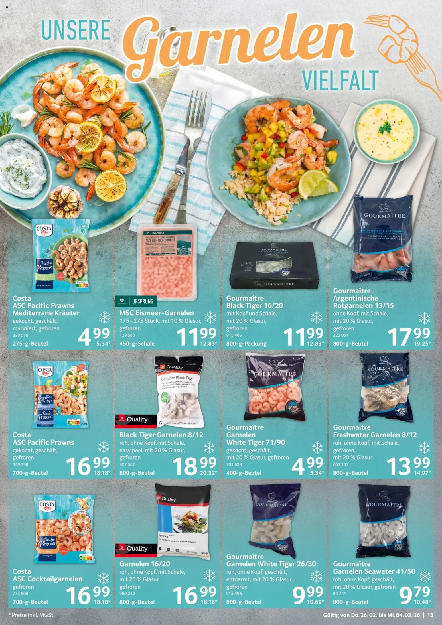 Selgros Prospekt 	 – gültig ab 26.02.2026 | Seite: 13 | Produkte: Garnelen, Tiger garnelen