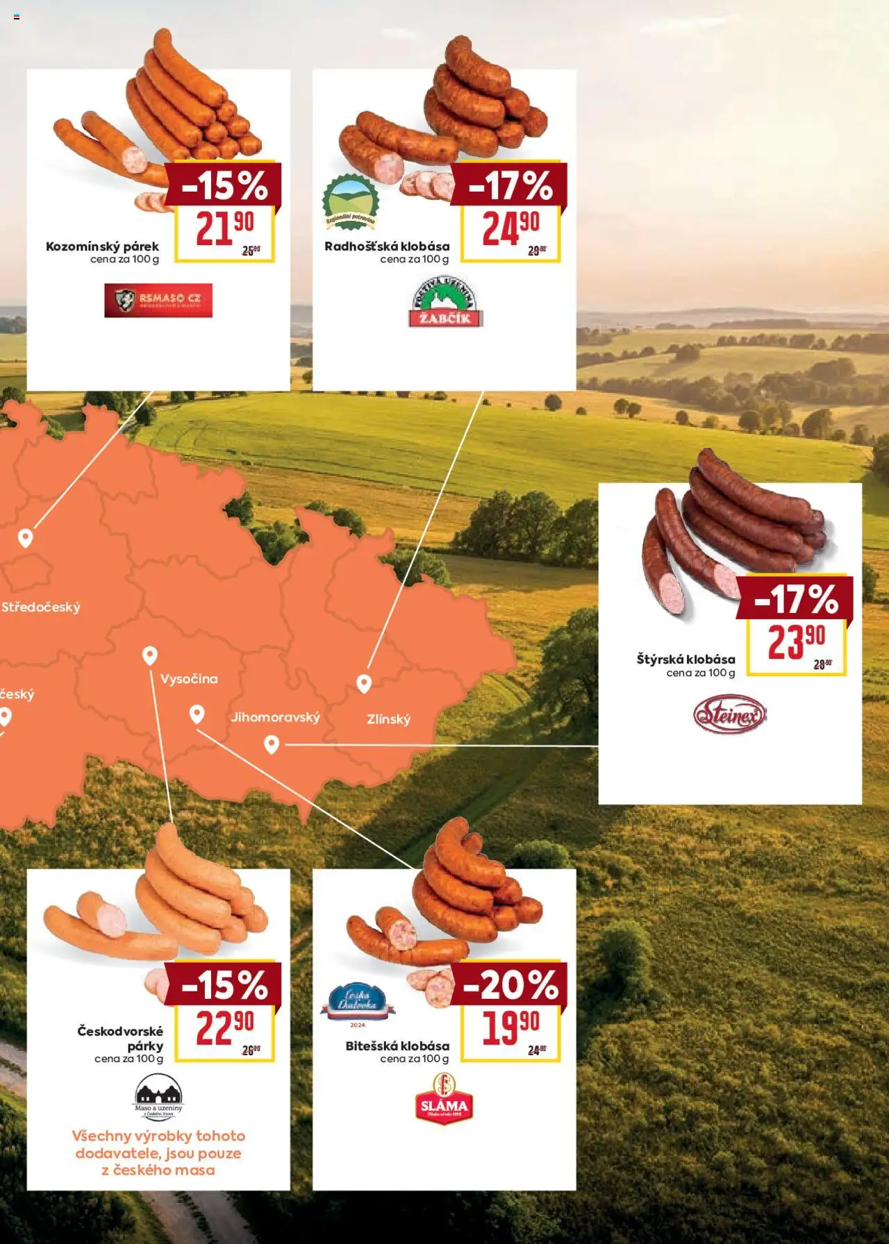 Billa Velký leták od 08.10.2025 | Strana: 9 | Produkty: Párky, Uzeniny, Vysočina, Maso