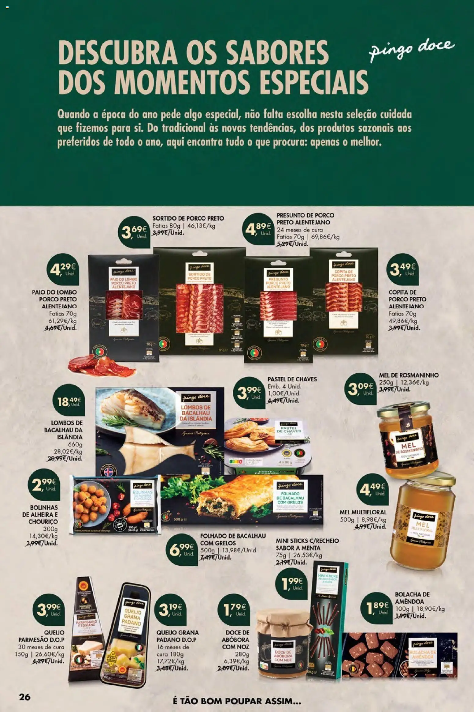 Pingo Doce Poupe Esta Semana Açores │ válido de 05.03.2026 | Página: 26 | Produtos: Queijo parmesão, Grelos, Queijo, Mel