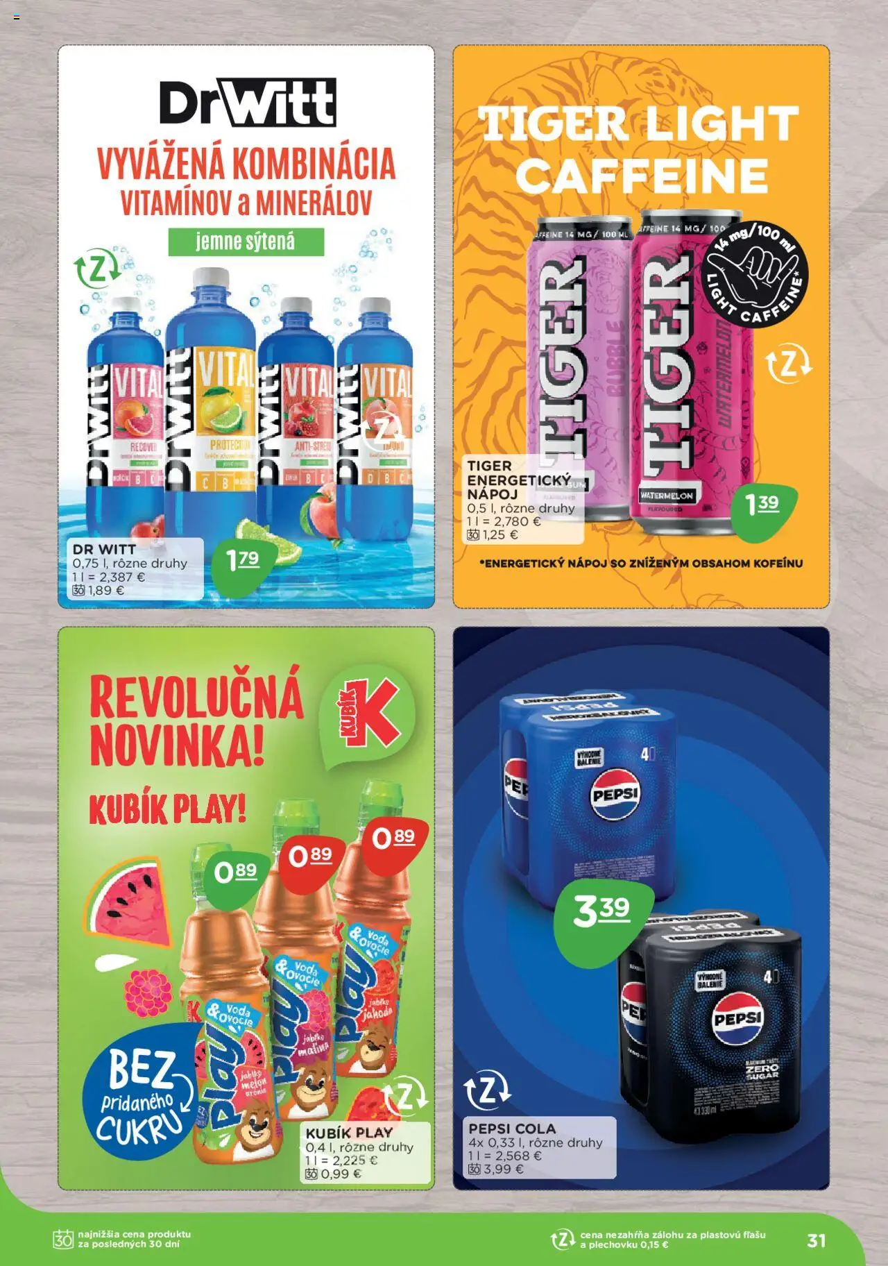 Nové Terno akcie – leták je platný od 08.09.2025 | Strana: 31 | Produkty: Voda, Pepsi, Melón, Cola