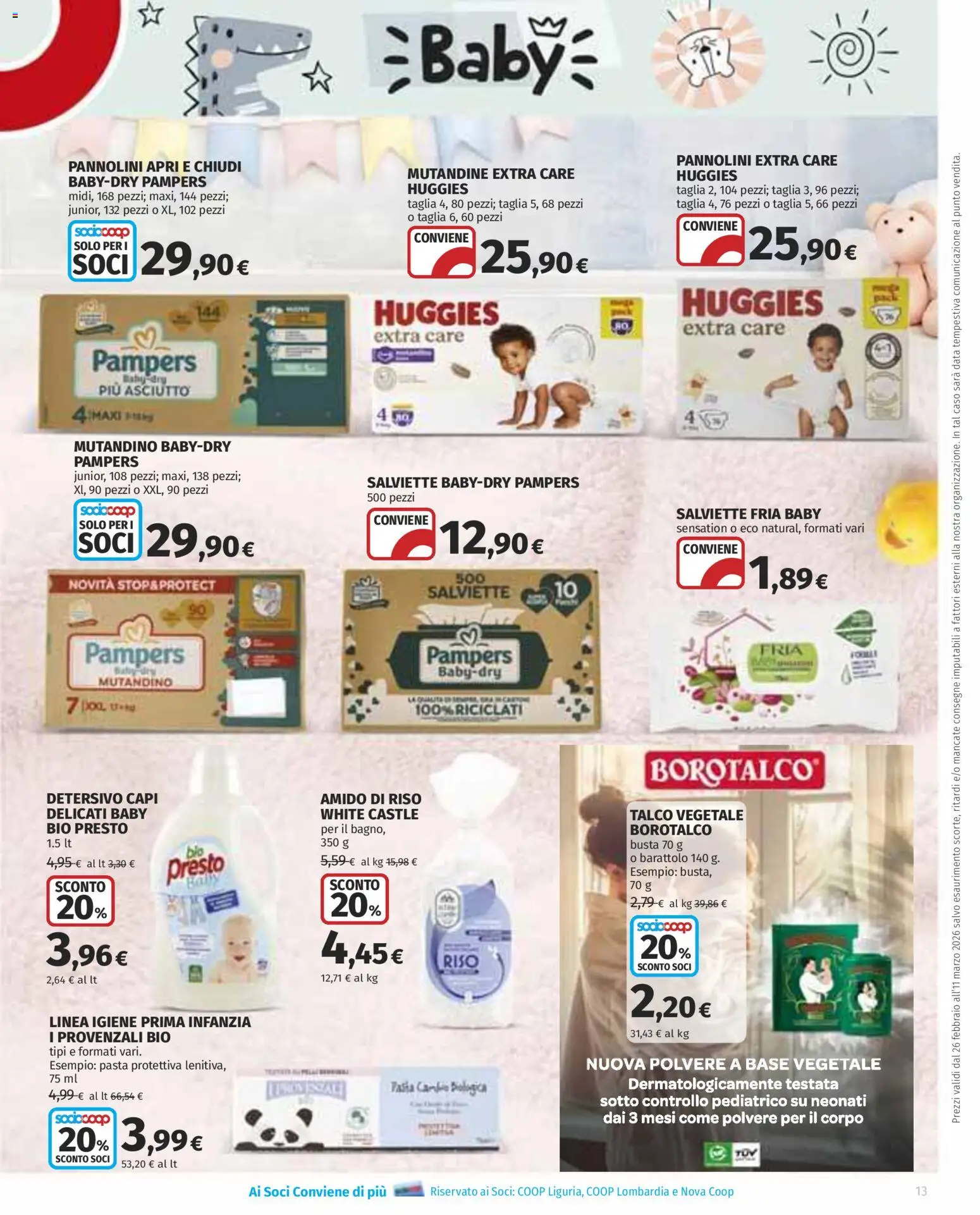 Volantino Ipercoop del 26.02.2026 | Pagina: 13 | Prodotti: Mutandine, Talco, Pasta, Data