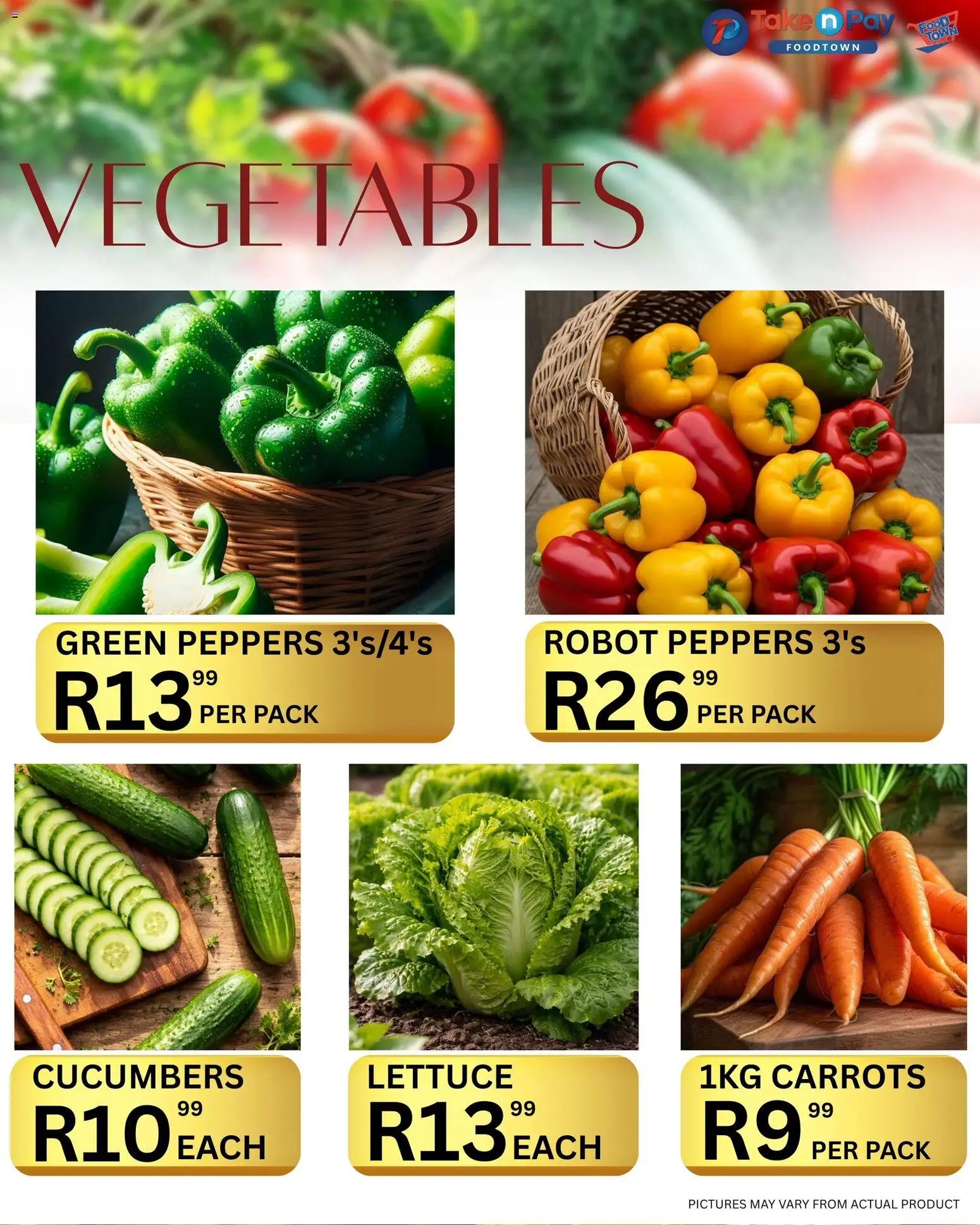 New Take n Pay catalogue – valid from 17.03.2026 | Page: 4 | Products: Carrots, Cucumbers, Vegetables, Lettuce