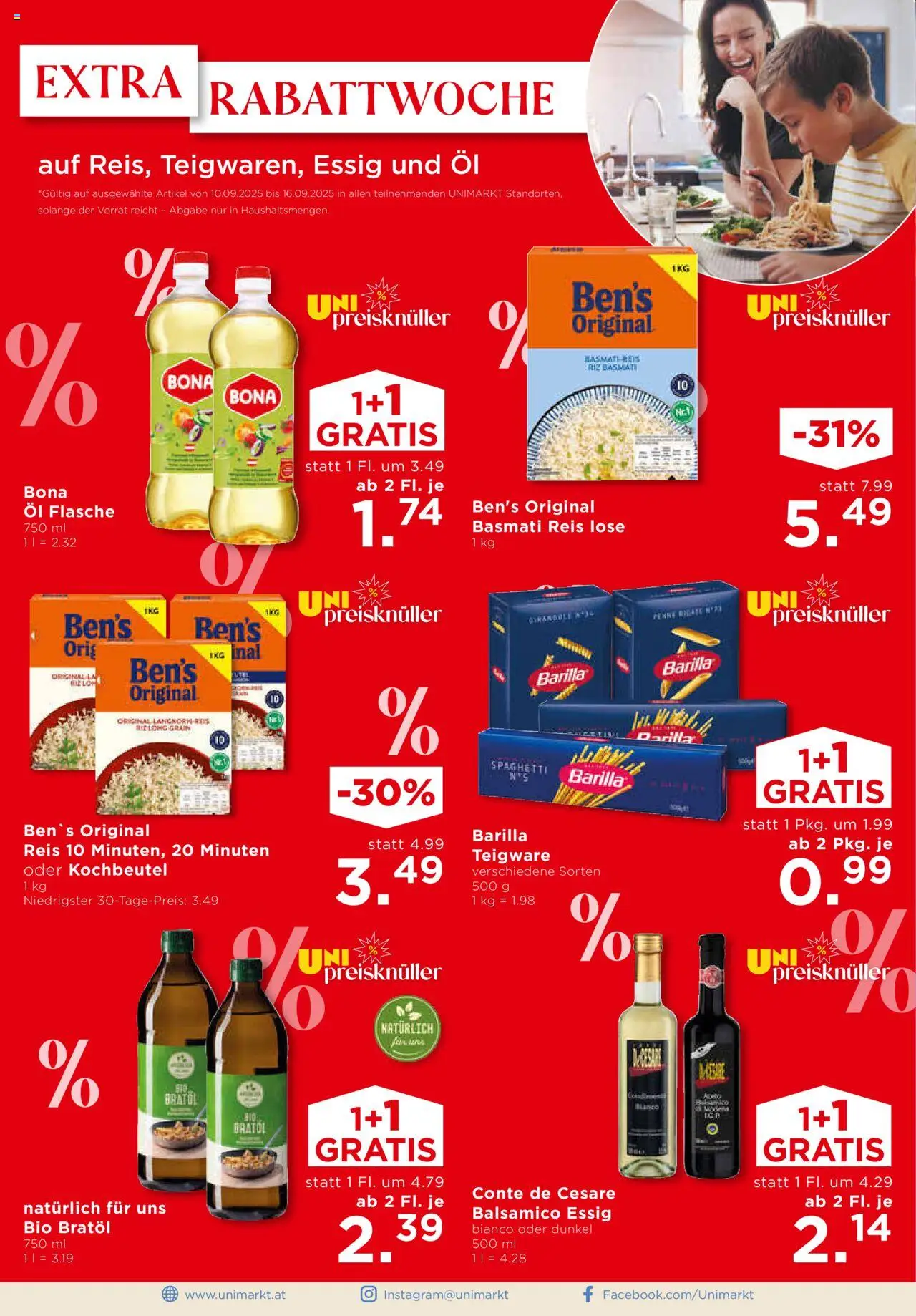 Unimarkt Flugblatt gültig ab 10.09.2025 | Seite: 2 | Produkte: Hajdina liszt, Öl, Reis