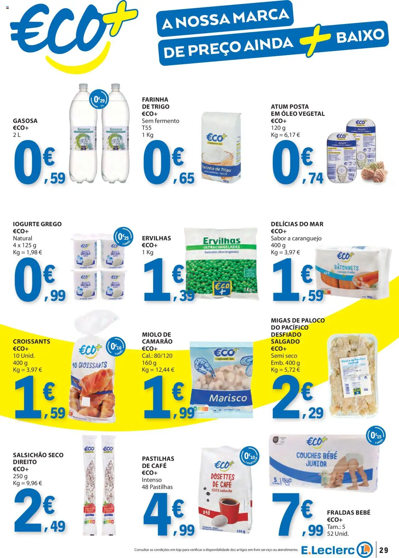 E.Leclerc folheto │ válido de 16.10.2025 | Página: 29 | Produtos: Atum, Fraldas, Camarão, Caranguejo