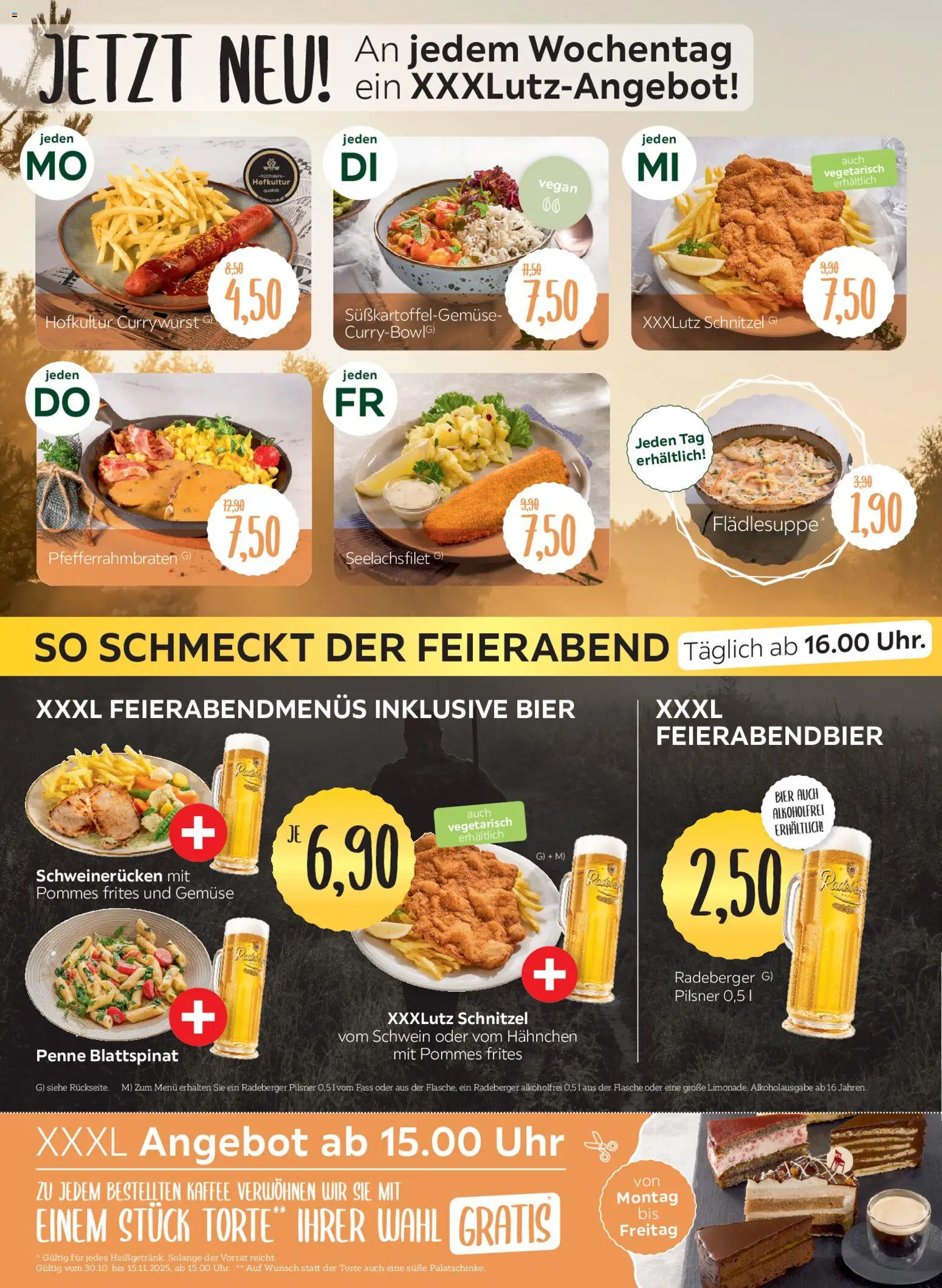 XXXL Lutz Restaurantgutscheine – gültig ab 26.10.2025 | Seite: 2 | Produkte: Pommes frites, Schnitzel, Schweinerucken, Radeberger pilsner