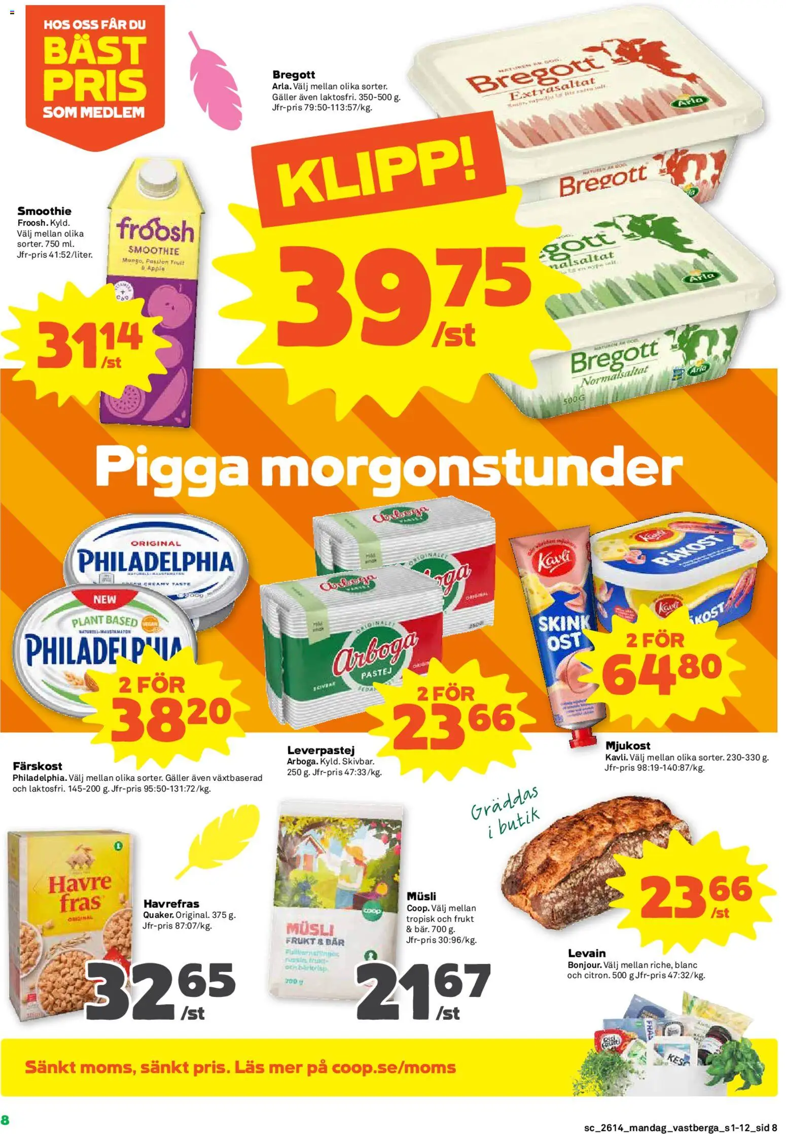 Coop Forum reklamblad aktuell från 30.03.2026 | Sida: 8 | Produkter: Räkost, Bregott, Äpple, Fräs