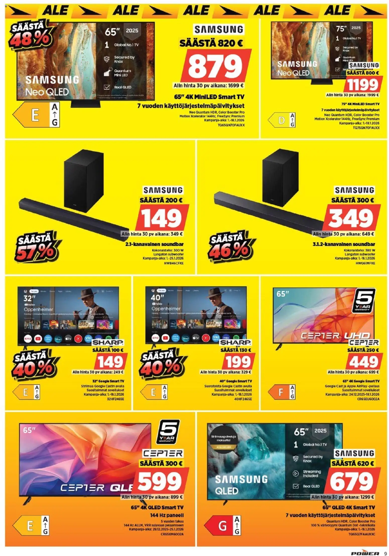 Power tarjoukset – voimassa 12.01.2026 alkaen | Sivu: 11 | Tuotteet: Soundbar, TV