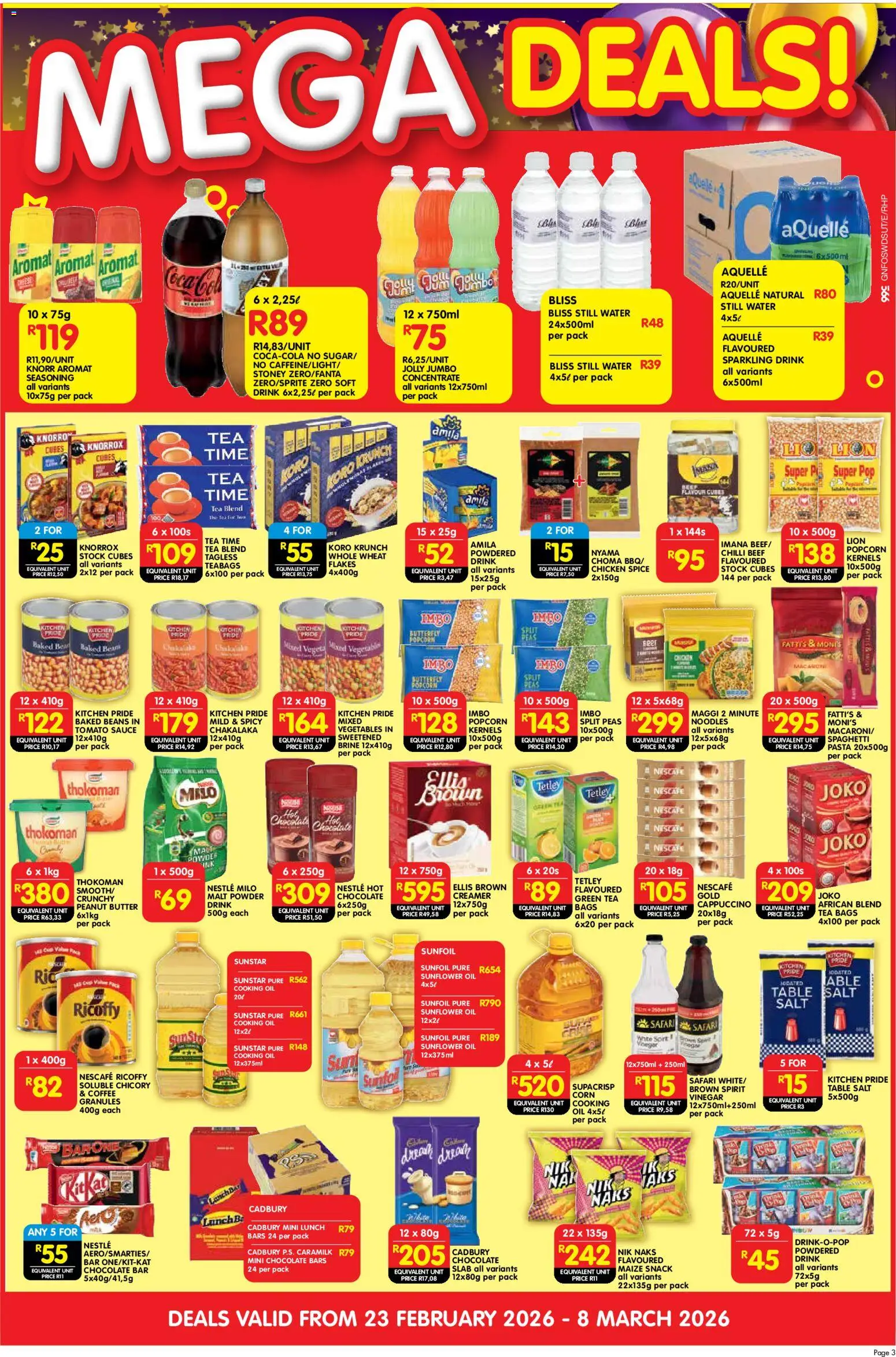 New Shoprite catalogue – valid from 23.02.2026 | Page: 3 | Products: Creamer, Oil, Vinegar, Beef