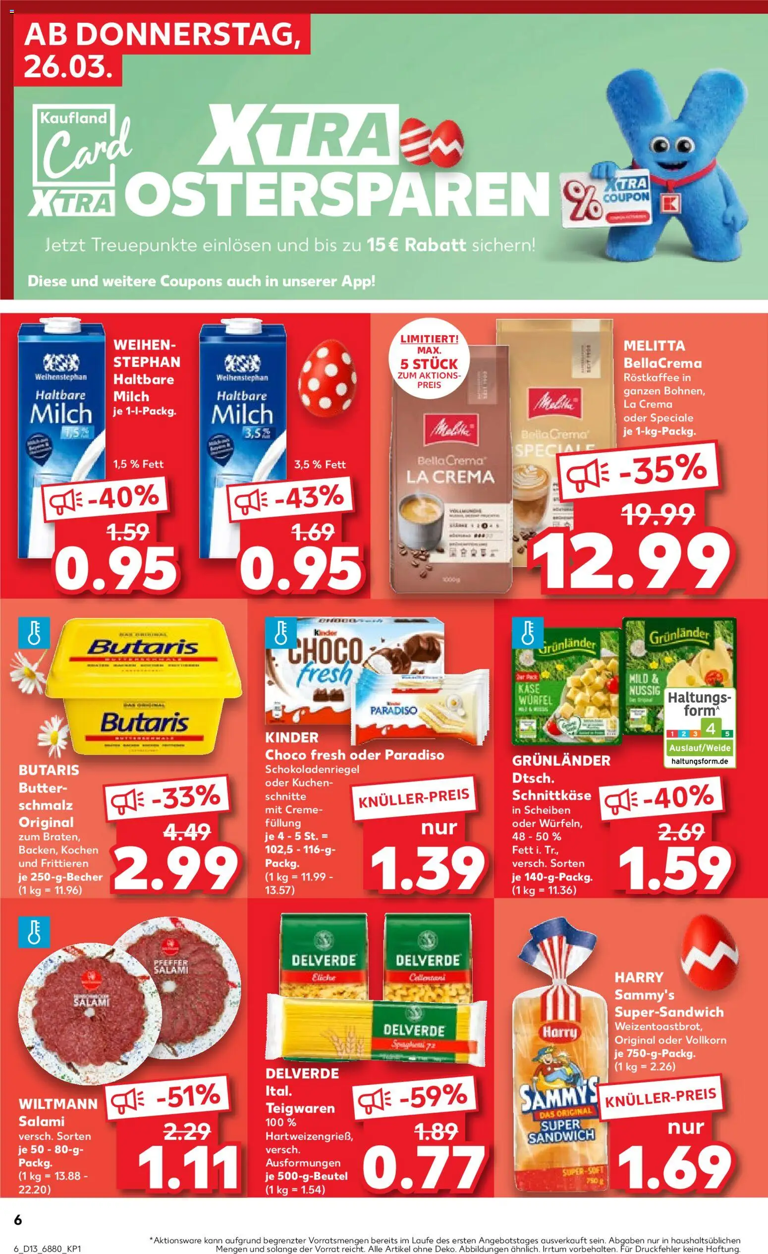 Kaufland Prospekt Völklingen	 – gültig ab 26.03.2026 | Seite: 6 | Produkte: Melitta, Käse, Grunlander, Salami