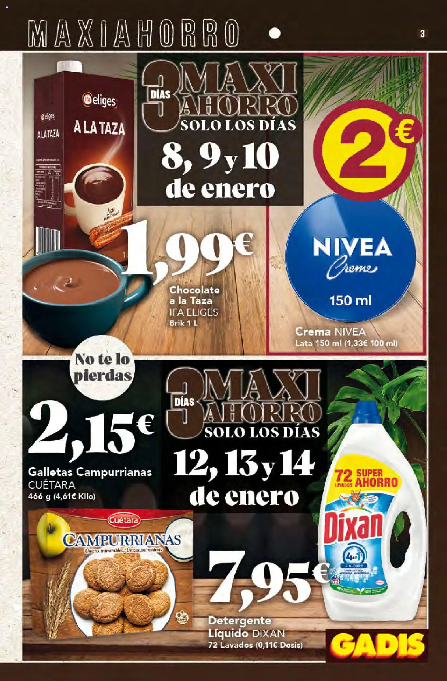 Gadis - folleto │ válido desde el 08.01.2026 | Página: 3 | Productos: Detergente, Chocolate, Té, Galletas