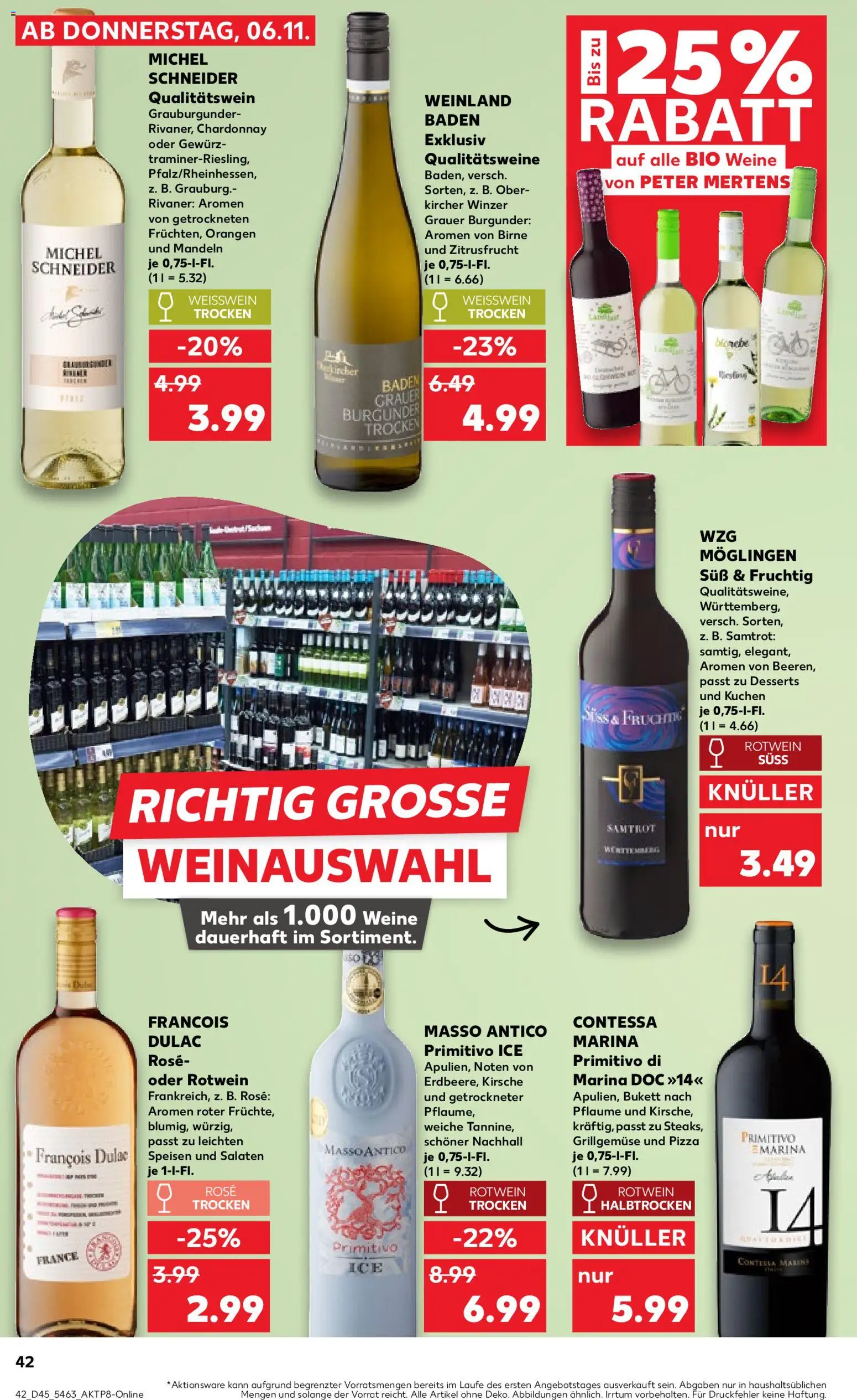 Kaufland prospekt Kiel	 – gültig ab 09.11.2025 | Seite: 42 | Produkte: Weißwein trocken, Orangen, Mandeln, Kuchen