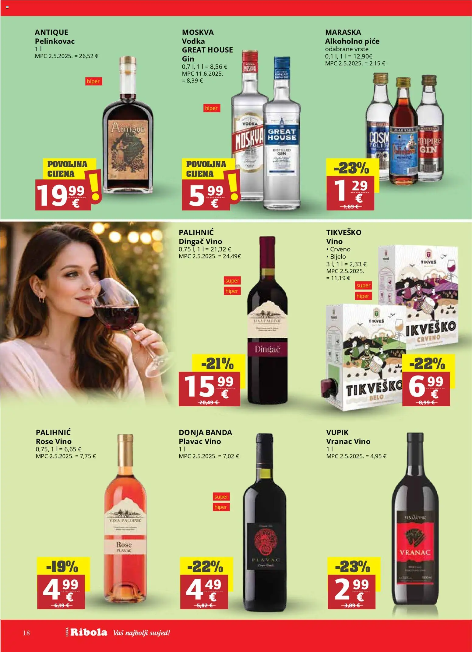 Ribola katalog | vrijedi od 22.04.2026 | Stranica: 18 | Proizvodi: Pelinkovac, Vino, Vodka