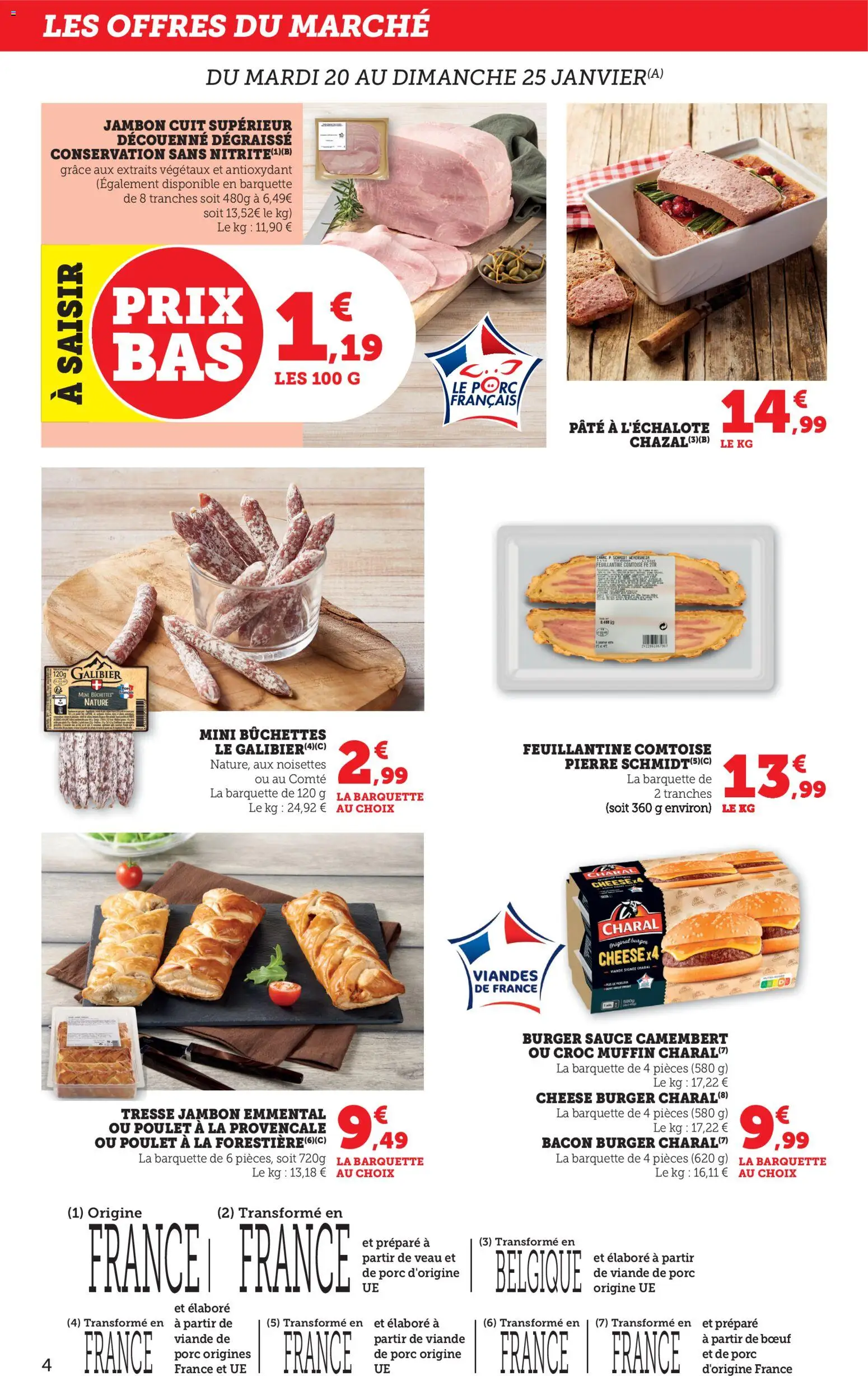 {H1} | Page: 4 | Produits: Viande de porc, Noisettes, Emmental, Jambon